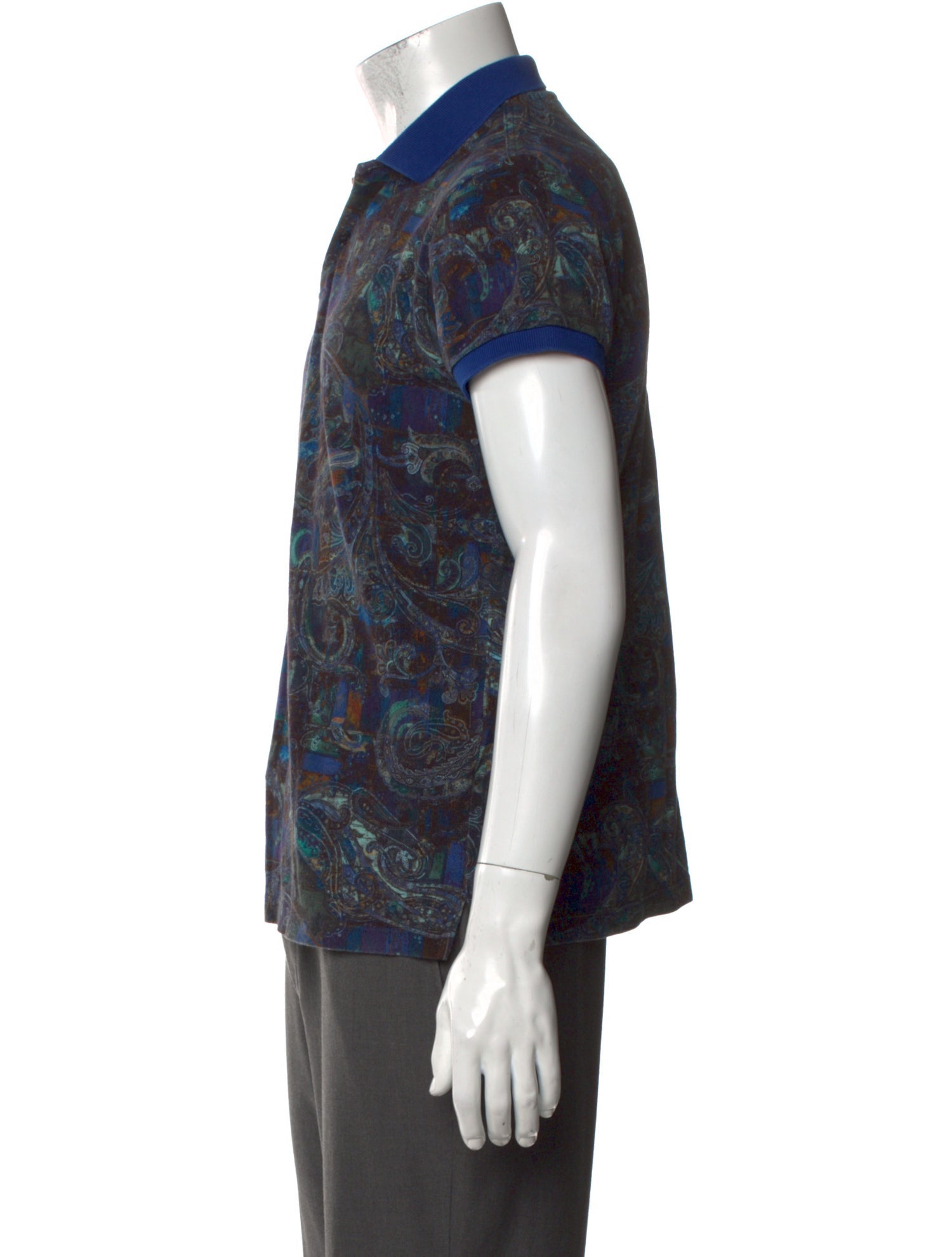 Etro Paisley Print Collar Polo Shirt