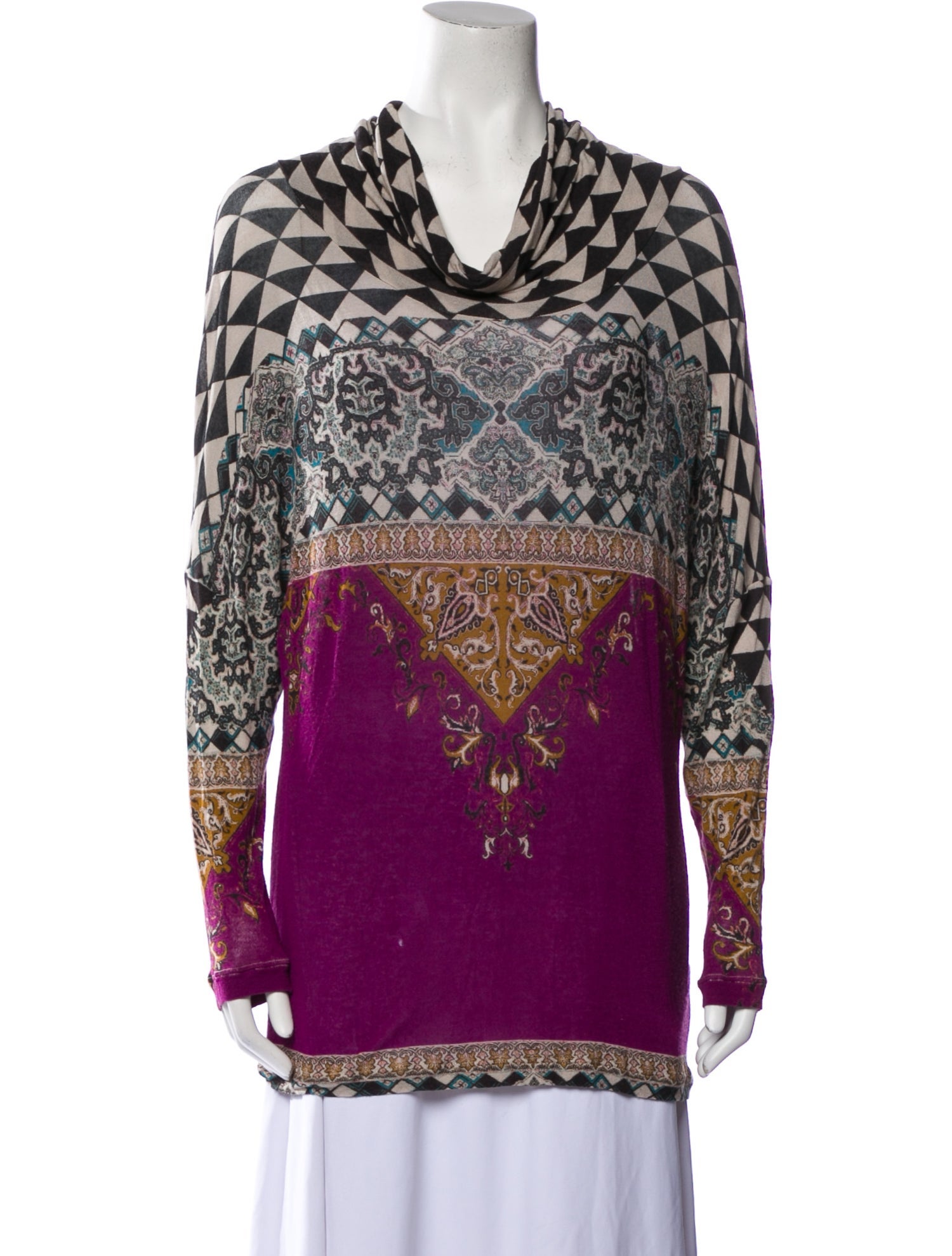 Etro Printed Cowl Neck Tunic