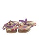 Etro Suede Printed T-Strap Sandals