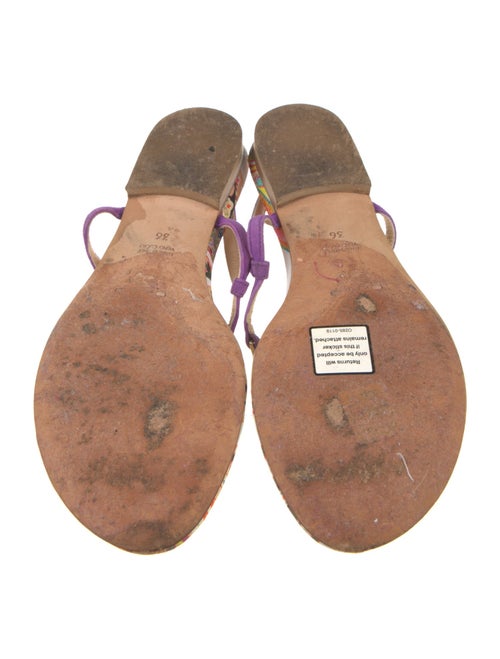 Etro Suede Printed T-Strap Sandals