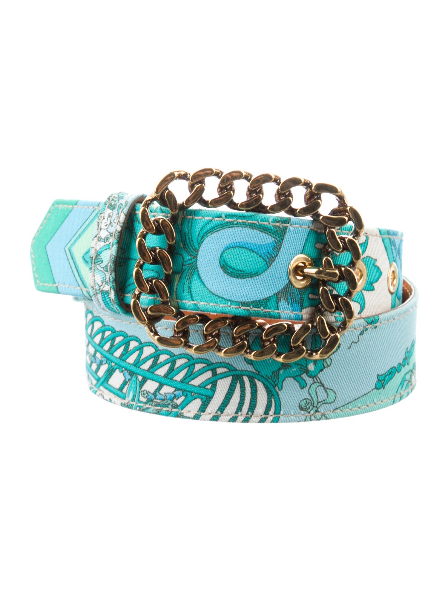 Etro Canvas Chain-Link Accents Waist Belt