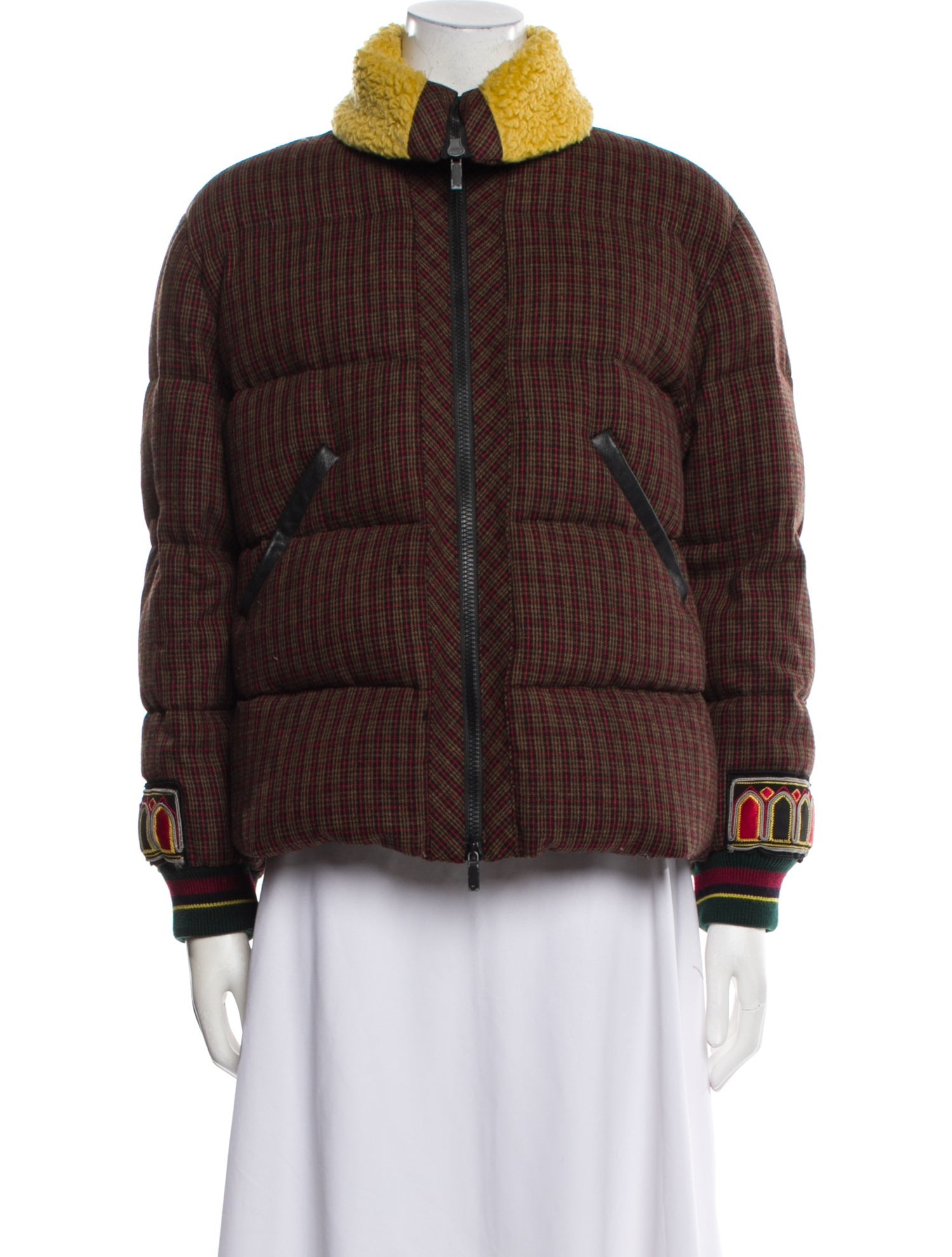 Etro Wool Plaid Print Down Jacket