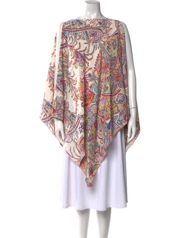 Etro Tops Paisley Print Bateau Neckline Tunic One Size