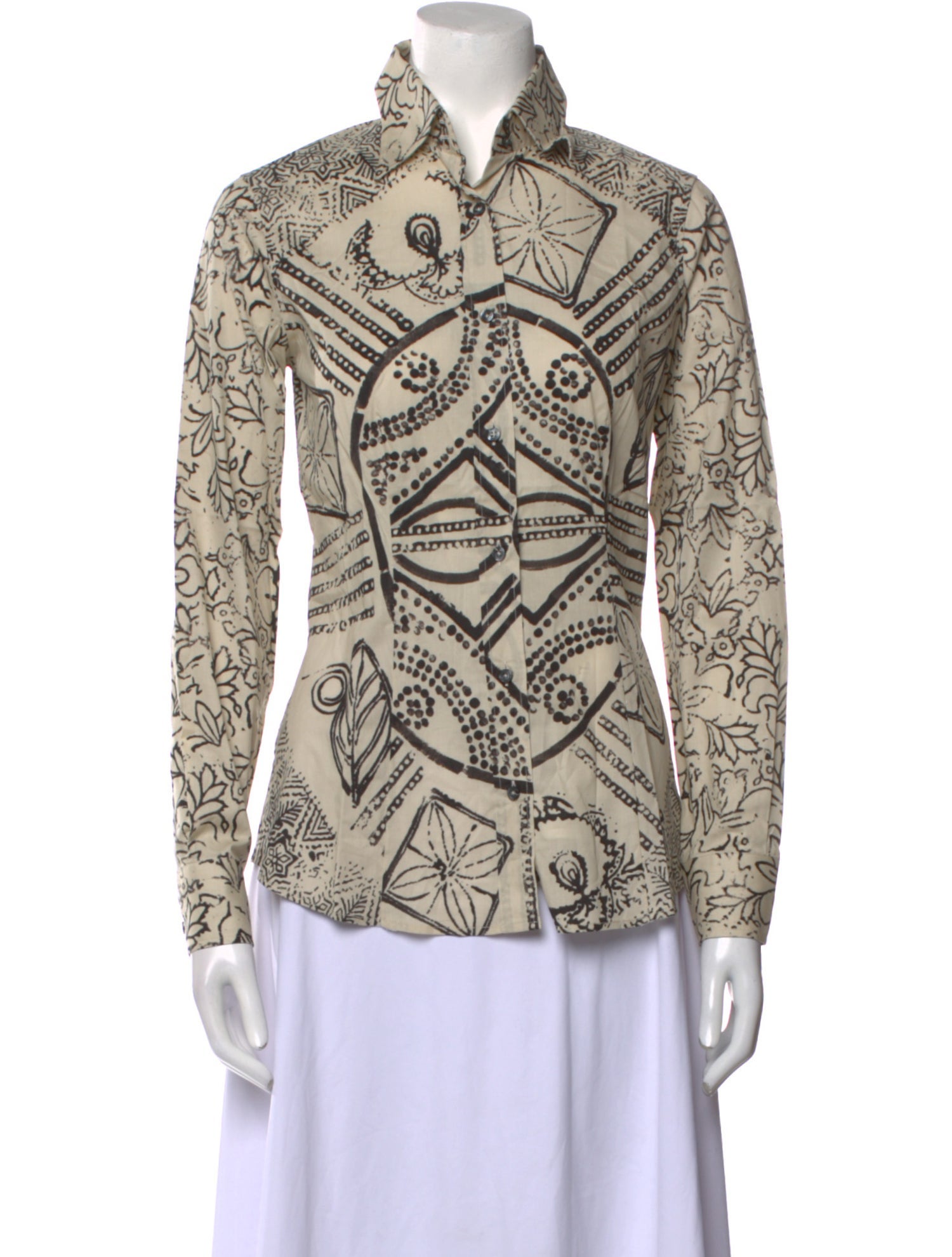 Etro Printed Long Sleeve Button-Up Top
