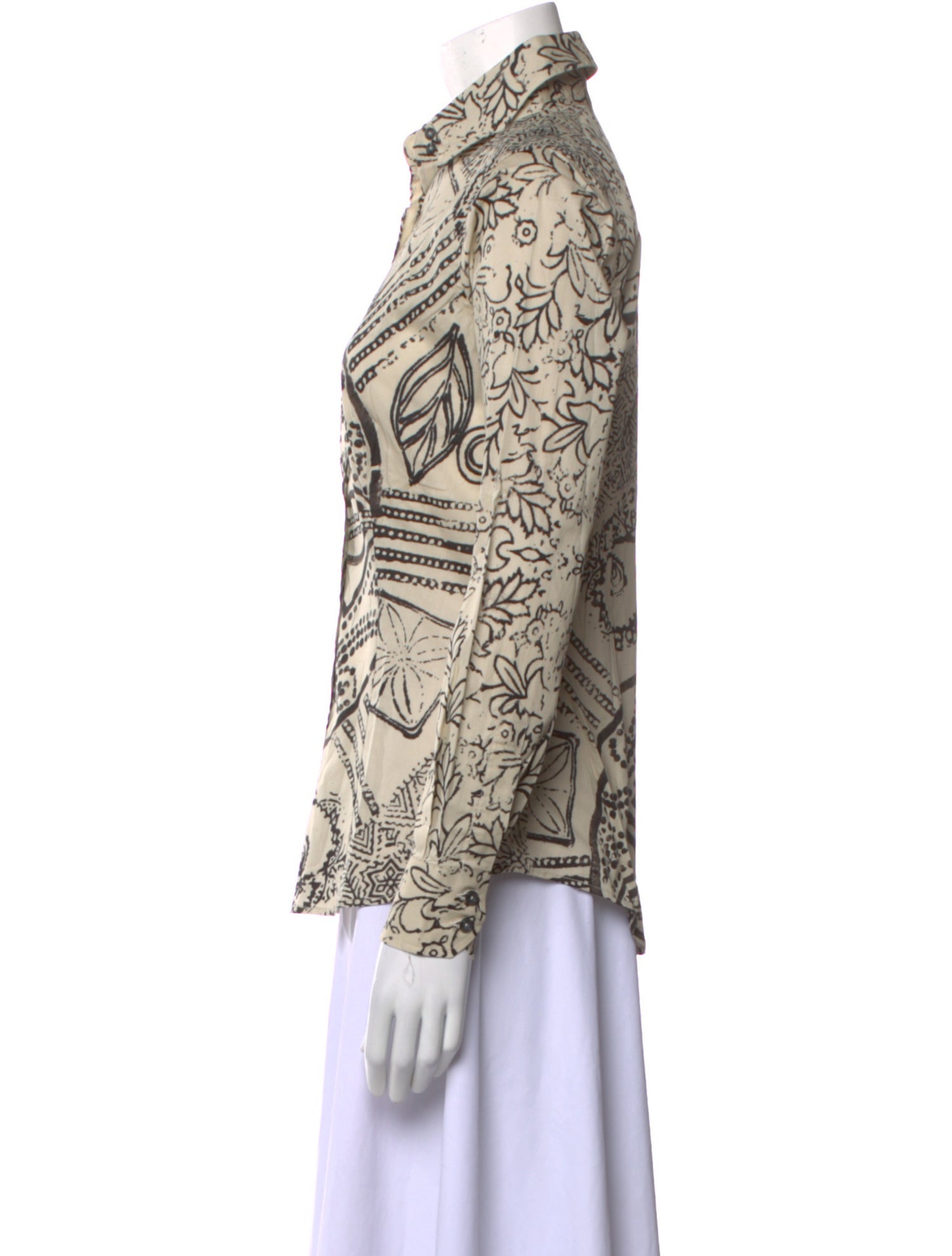 Etro Printed Long Sleeve Button-Up Top