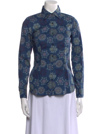 Etro Floral Print Long Sleeve Button-Up Top