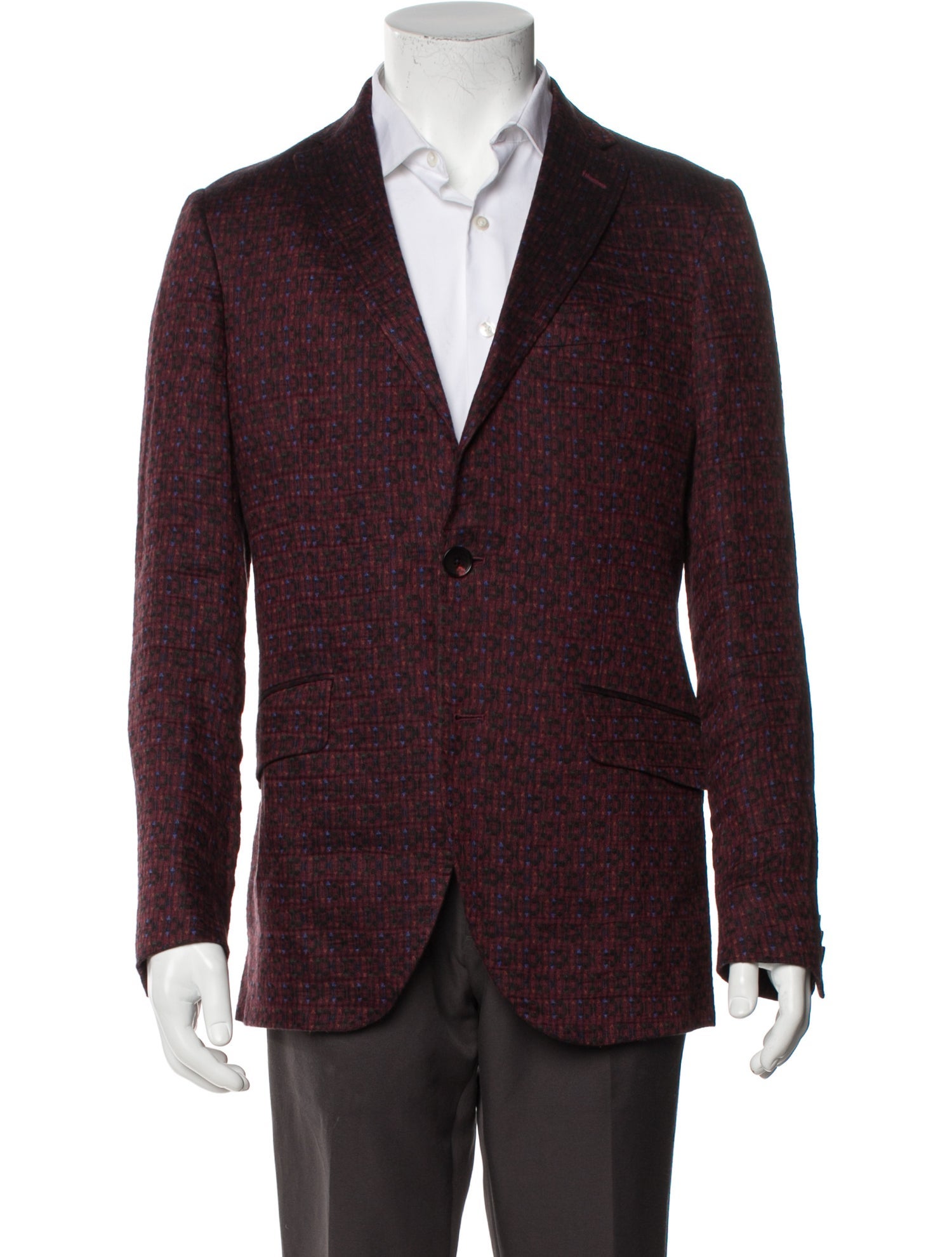 Etro Linen Plaid Print Blazer