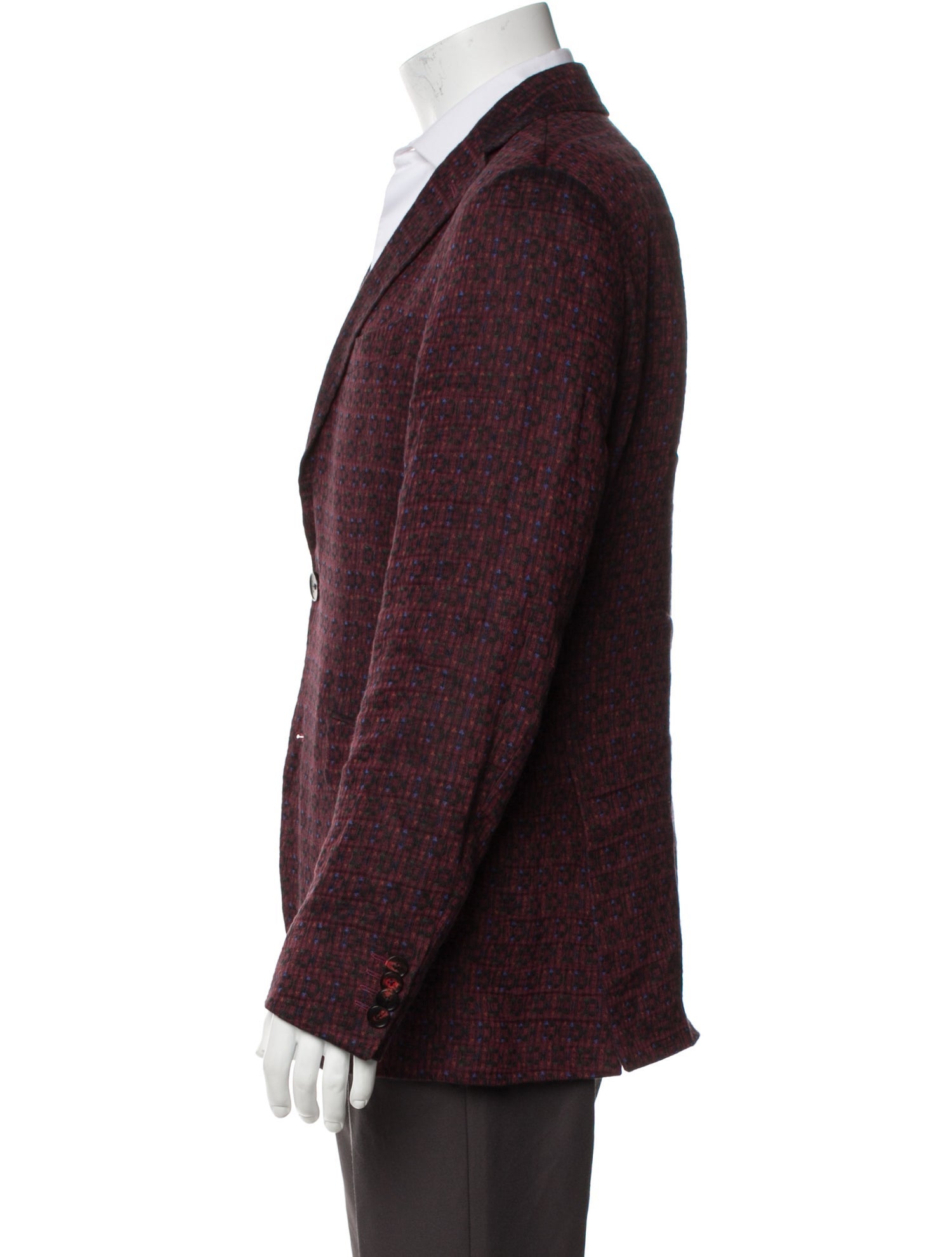Etro Linen Plaid Print Blazer