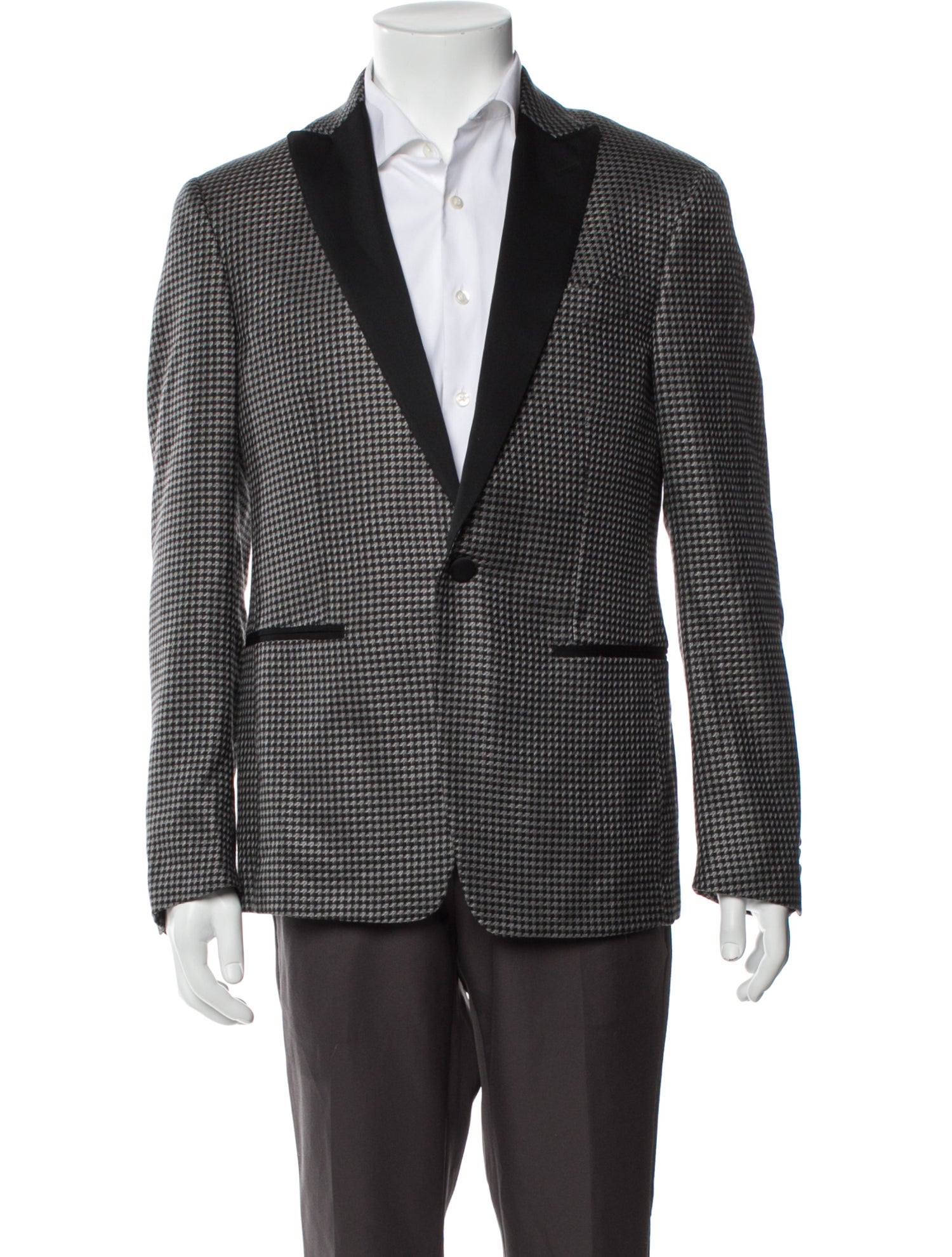 Etro Silk Houndstooth Print Peacoat