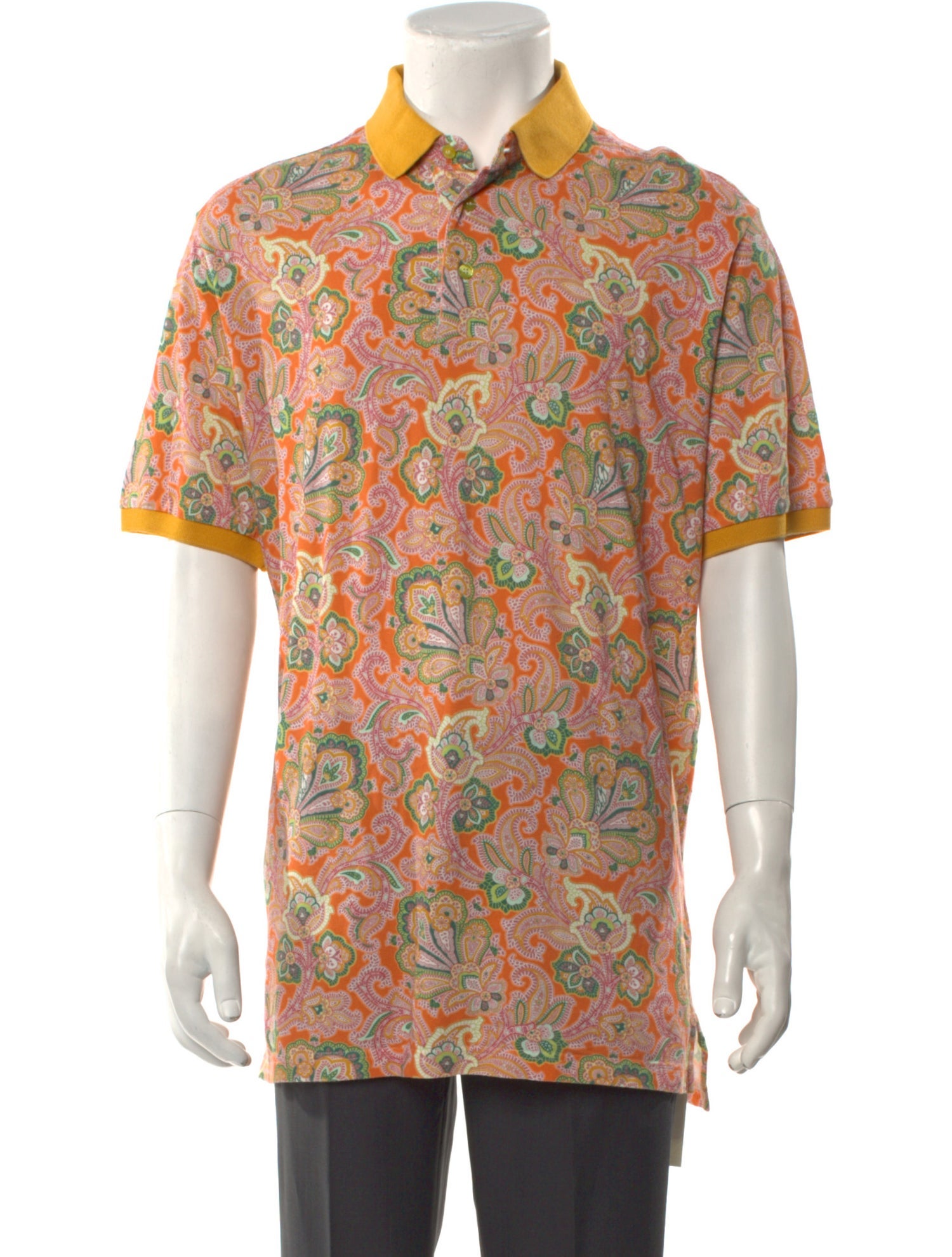 Etro Paisley Print Collar Polo Shirt