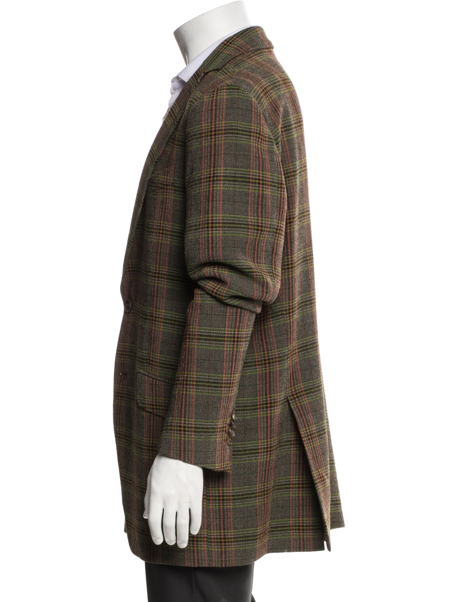 Etro Wool Plaid Print Peacoat