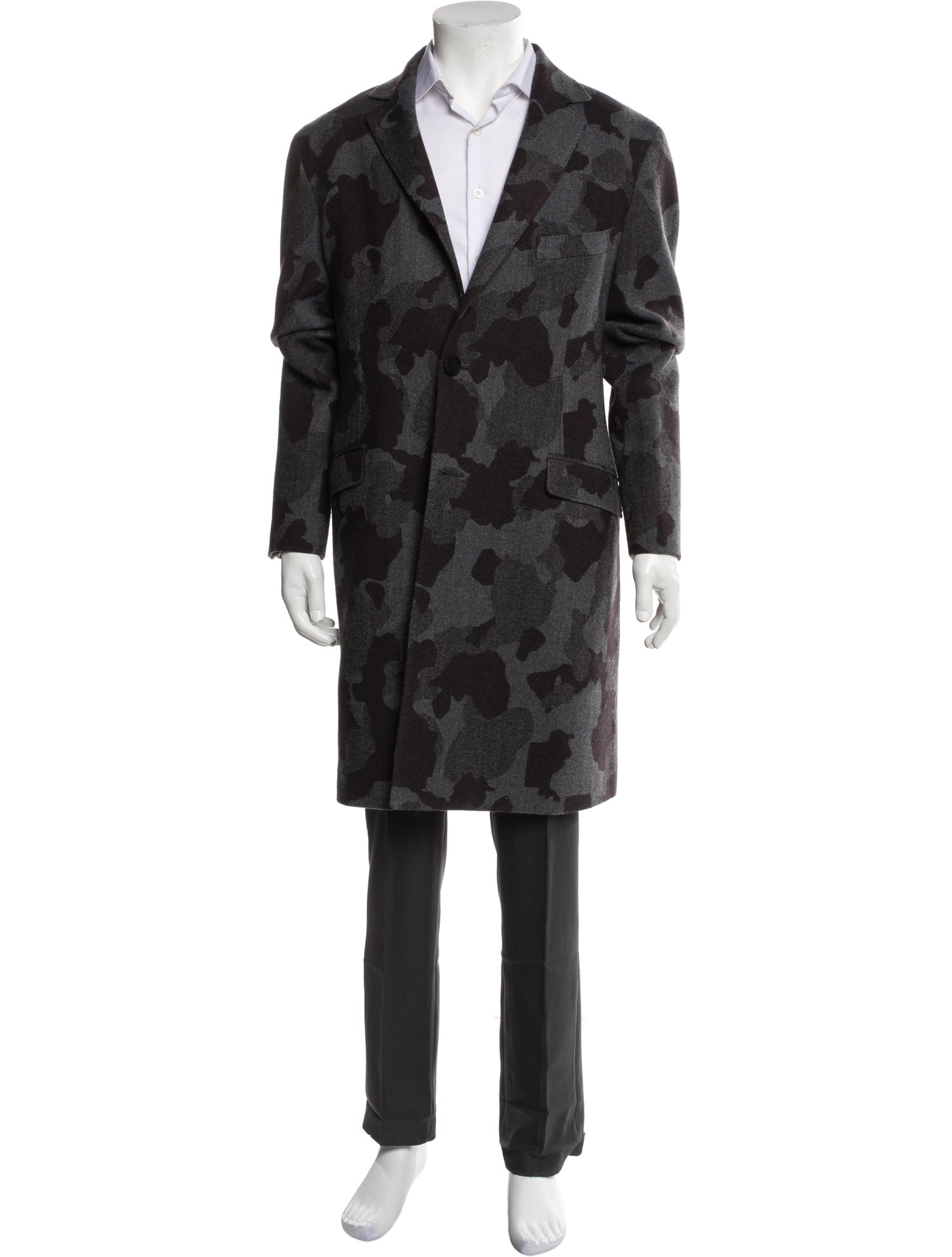 Etro Wool Camouflage Print Overcoat
