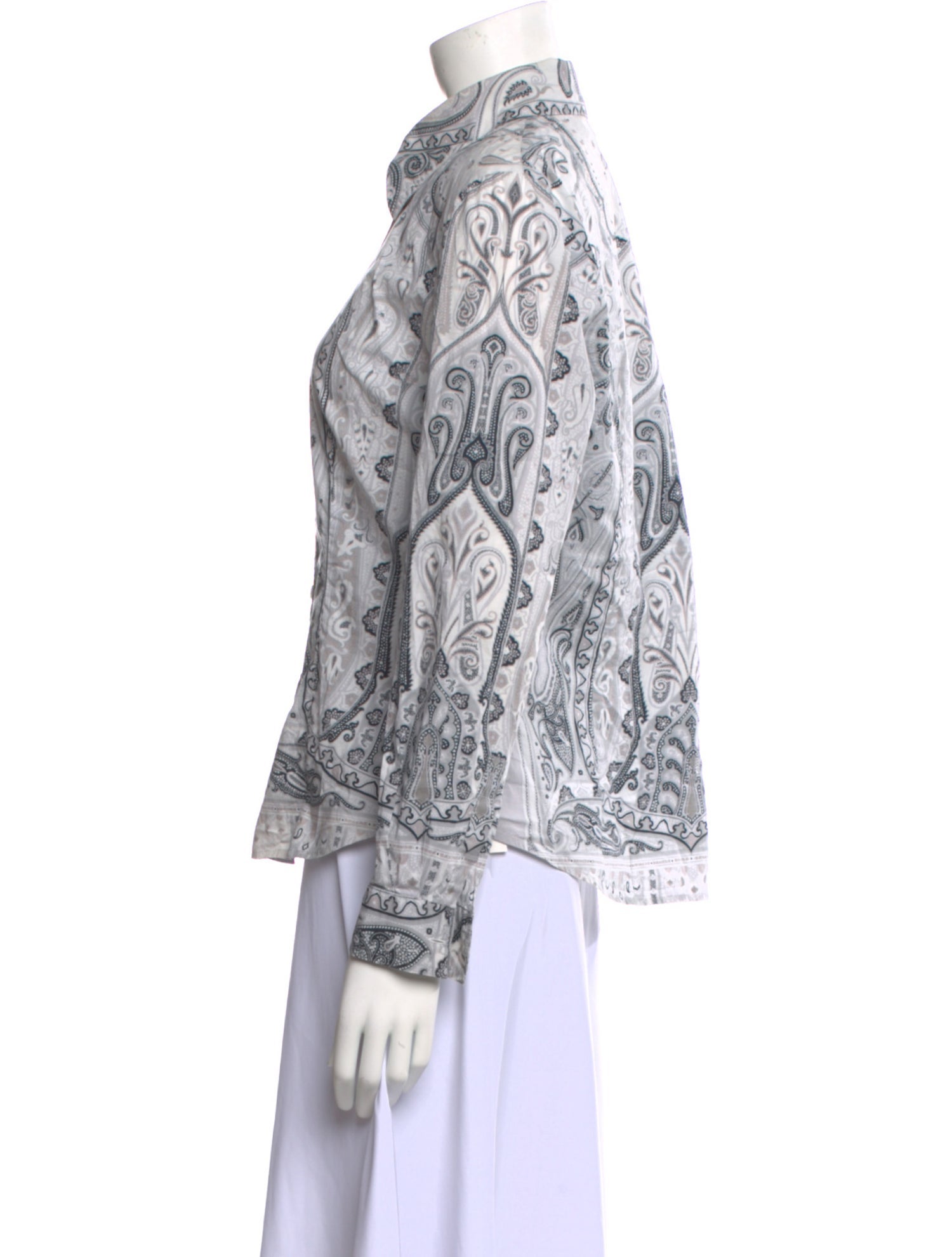 Etro Paisley Print Long Sleeve Button-Up Top