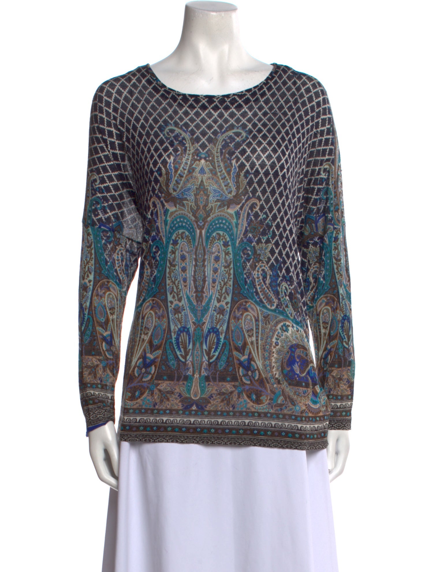 Etro Paisley Print Bateau Neckline Sweatshirt
