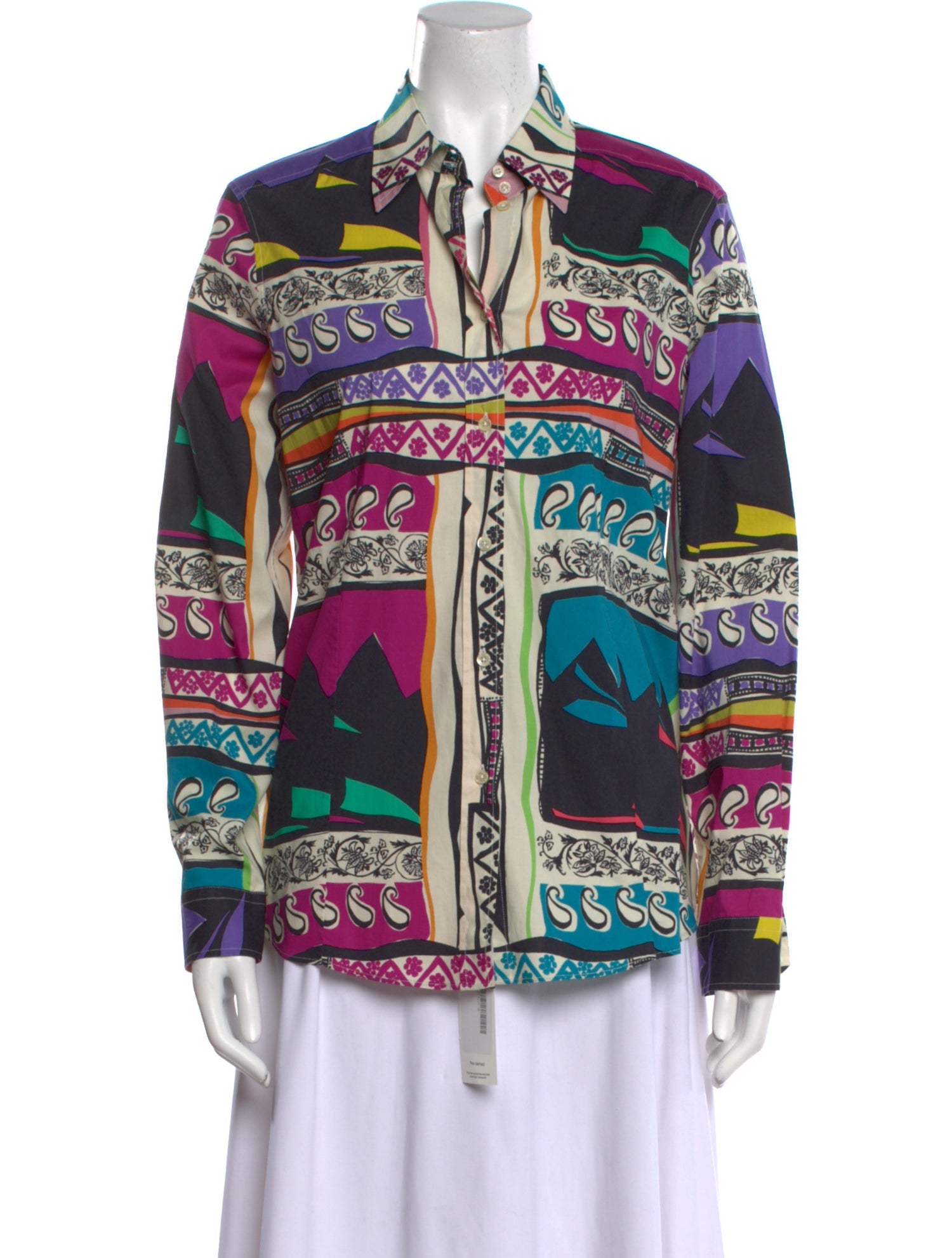 Etro Printed Long Sleeve Button-Up Top