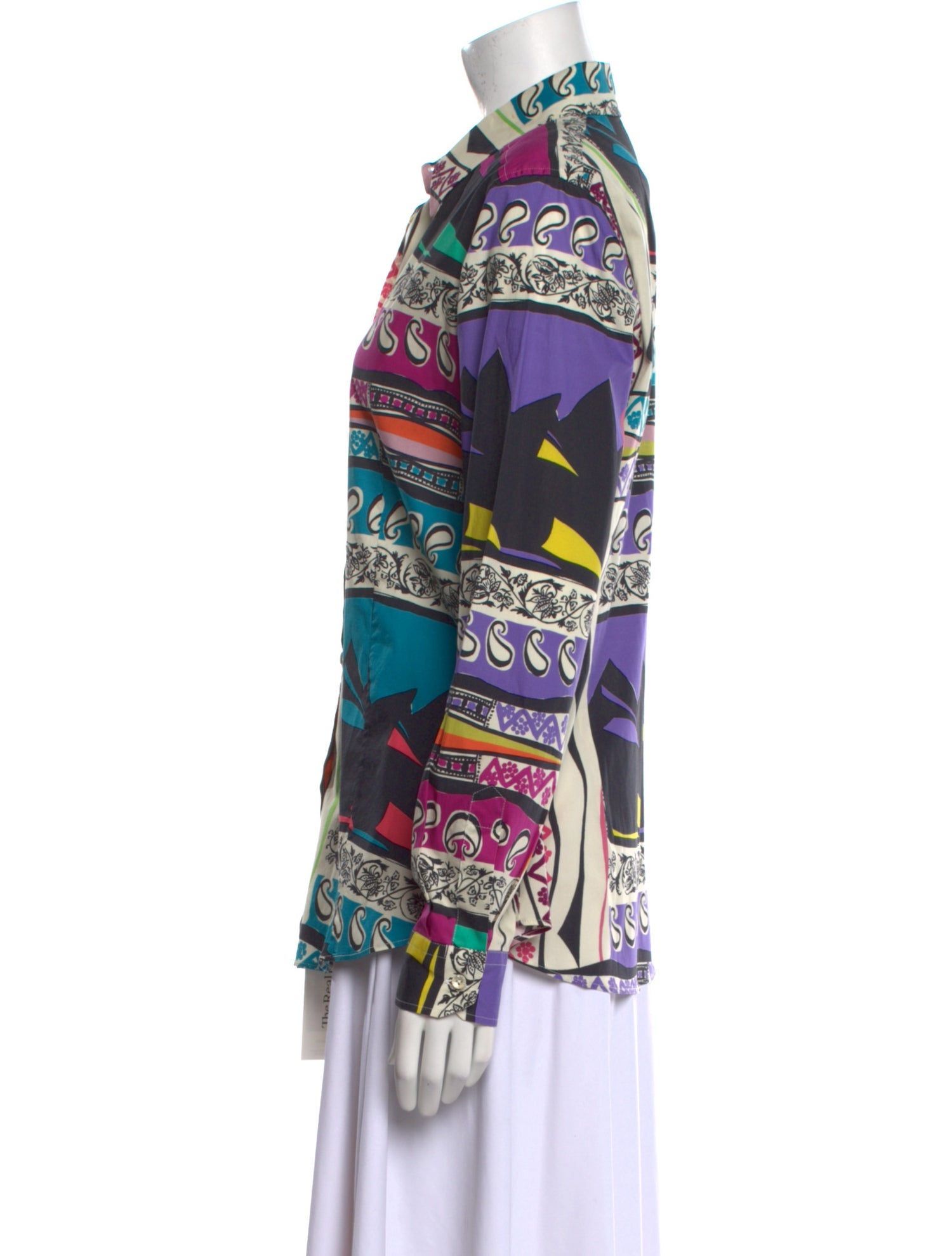 Etro Printed Long Sleeve Button-Up Top