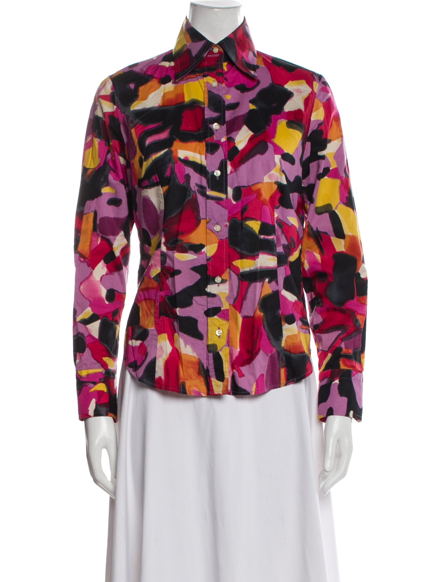 Etro Printed Long Sleeve Button-Up Top