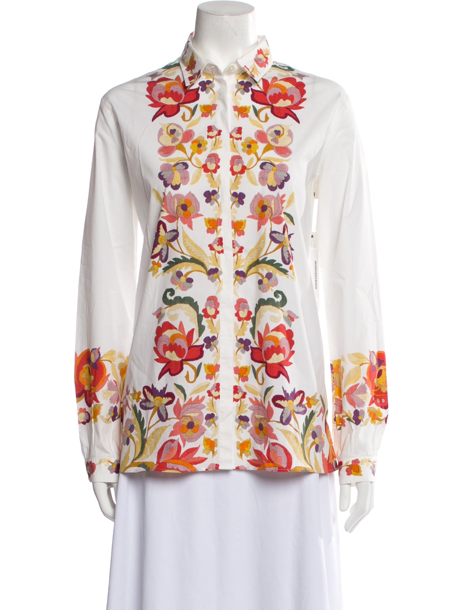 Etro Printed Long Sleeve Button-Up Top