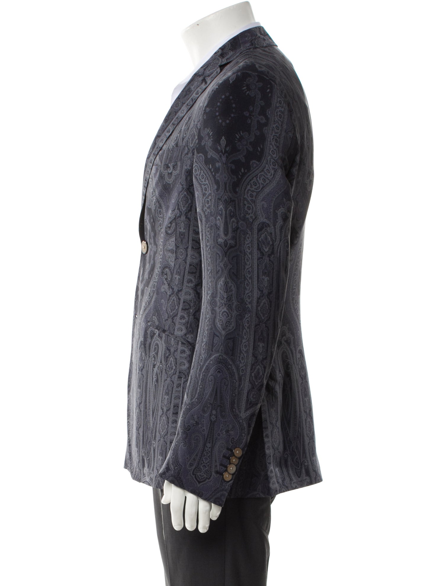 Etro Silk Paisley Print Peacoat