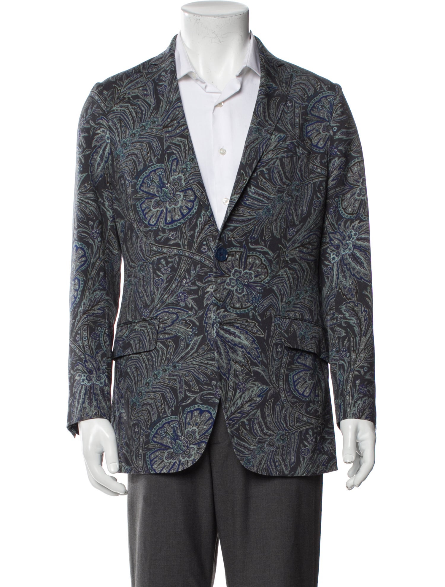 Etro Virgin Wool Floral Print Blazer