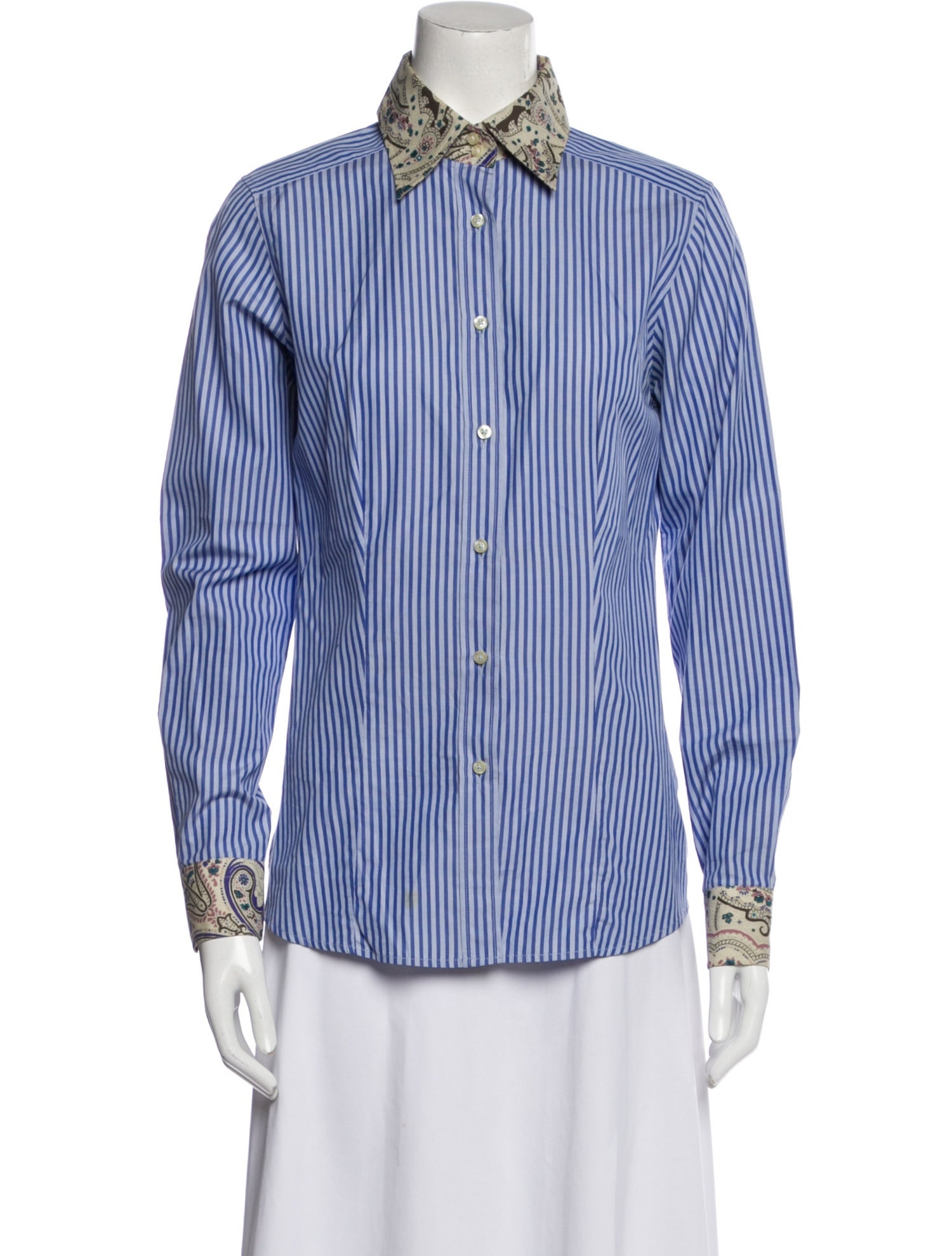 Etro Striped Long Sleeve Button-Up Top