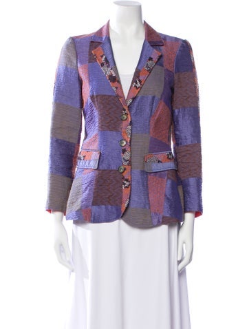 Etro Jackets Linen Colorblock Pattern Blazer Us4, It40 | S