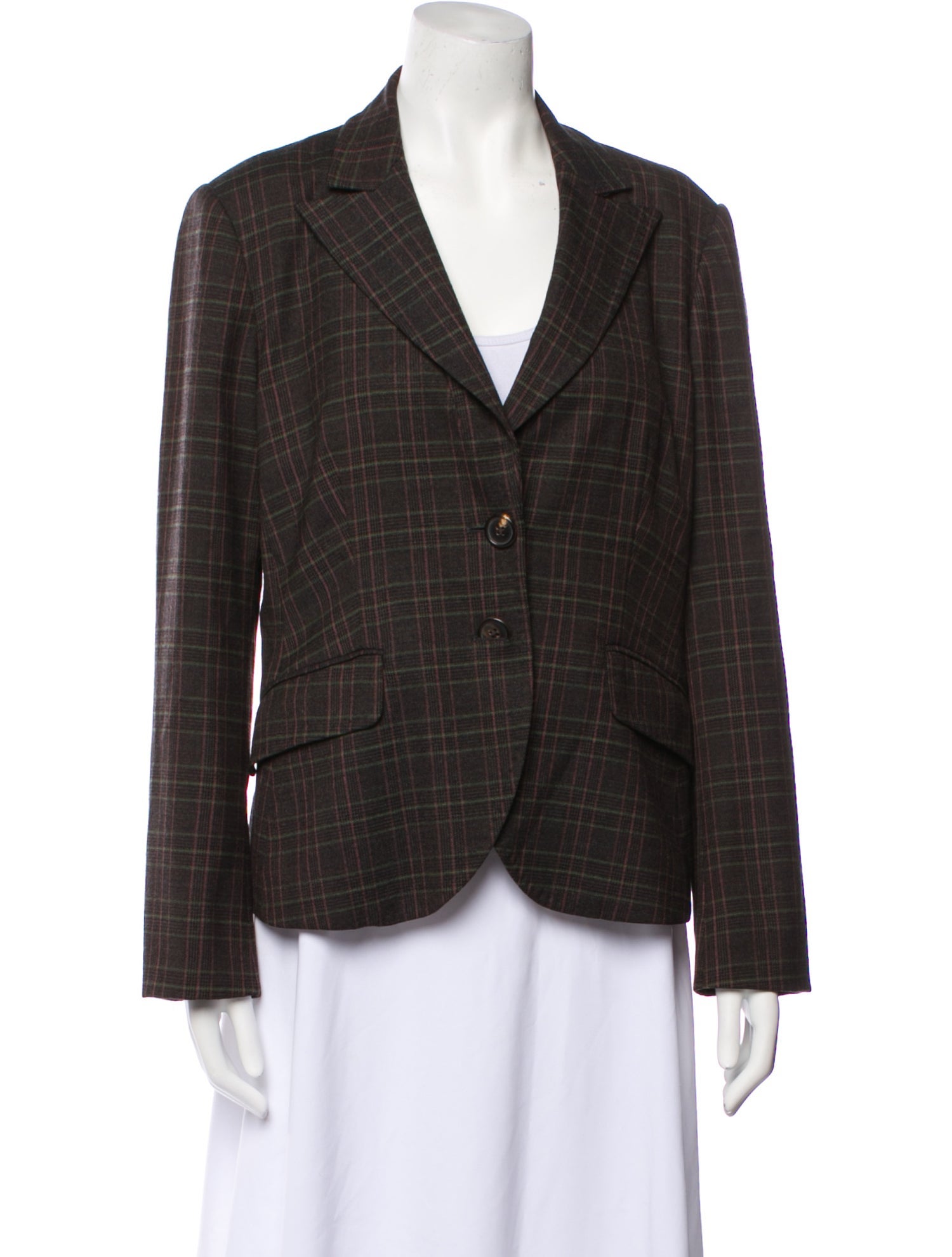 Etro Wool Plaid Print Blazer