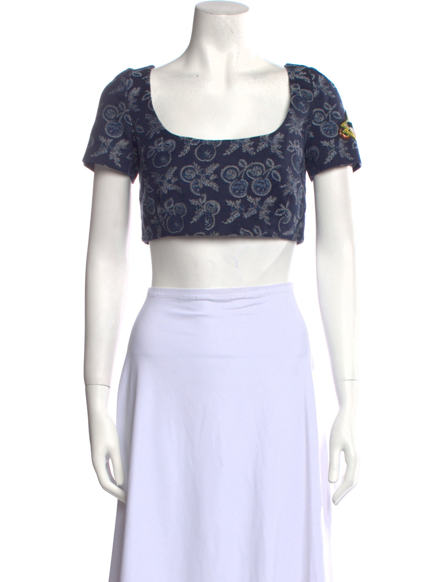 Etro Paisley Print Square Neckline Crop Top