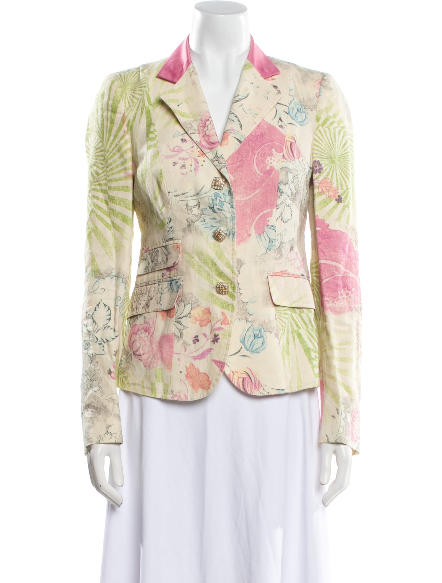 Etro Linen Floral Print Blazer