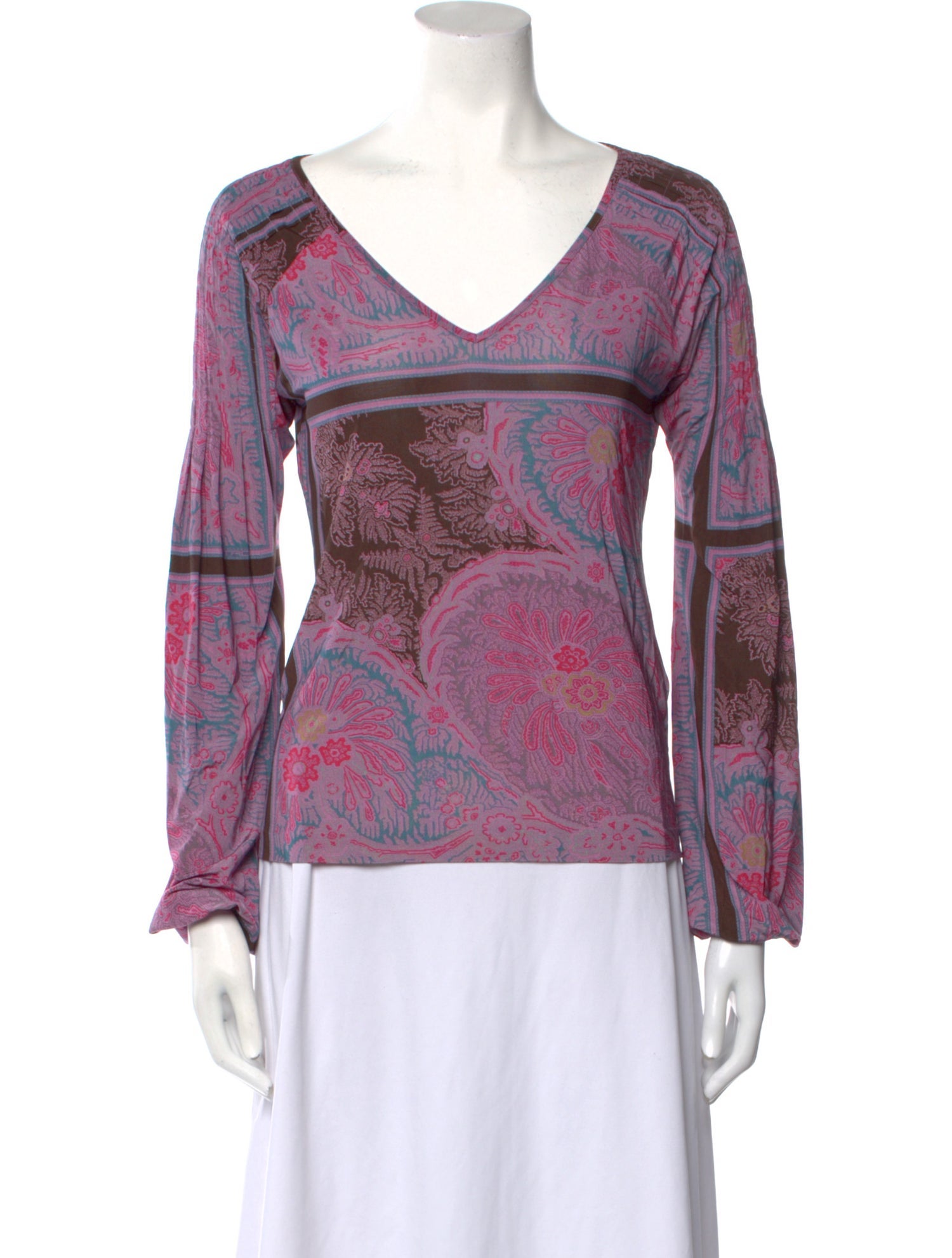 Etro Paisley Print V-Neck Blouse
