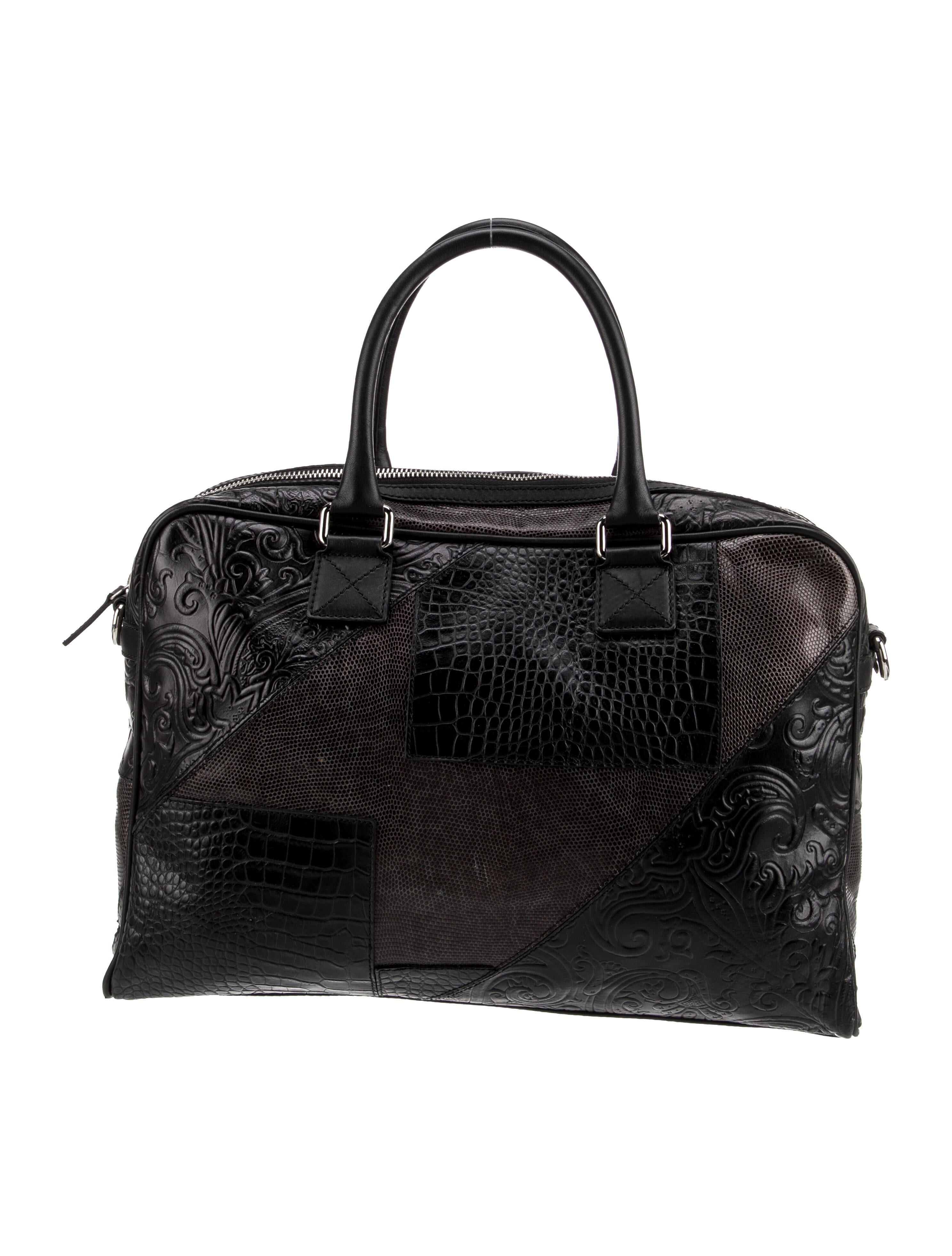 Etro Embossed Leather Messenger Bag