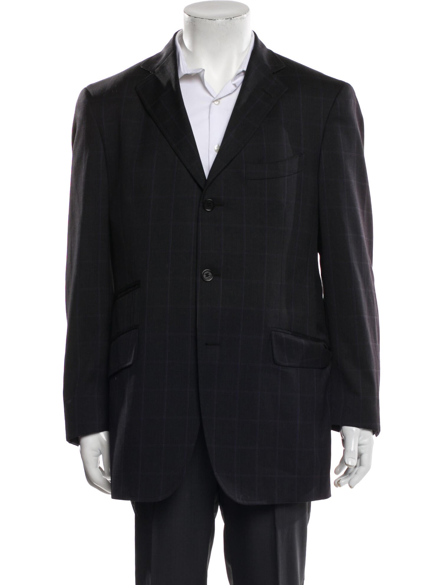 Etro Wool Plaid Print Blazer