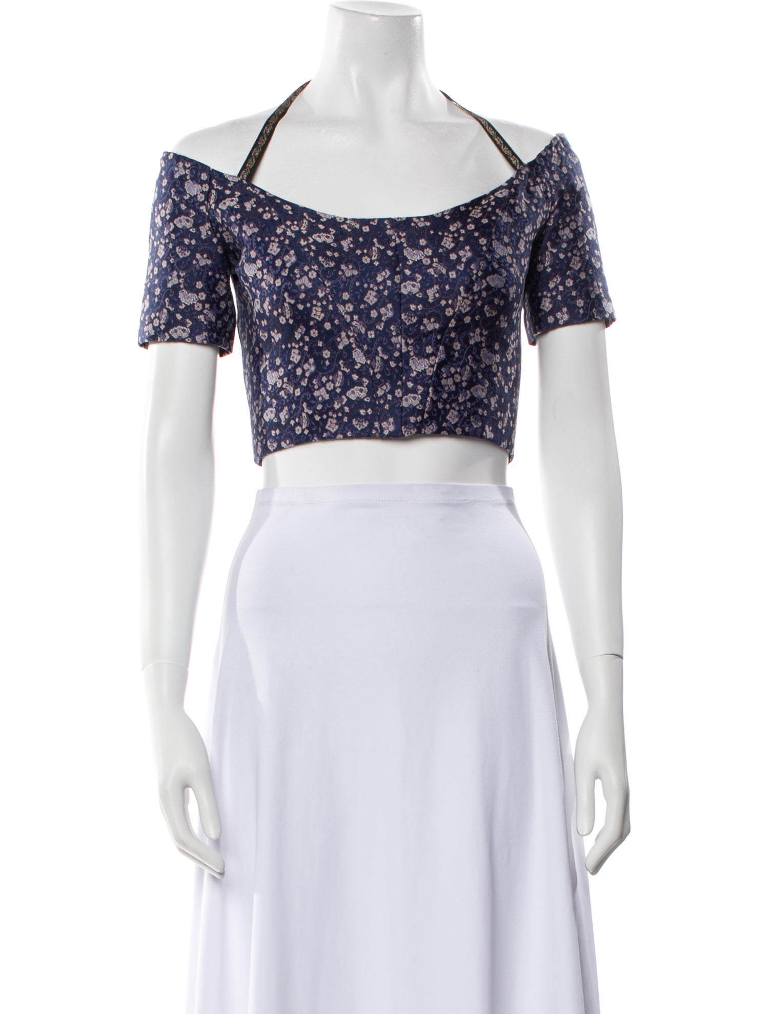 Etro Printed Square Neckline Crop Top