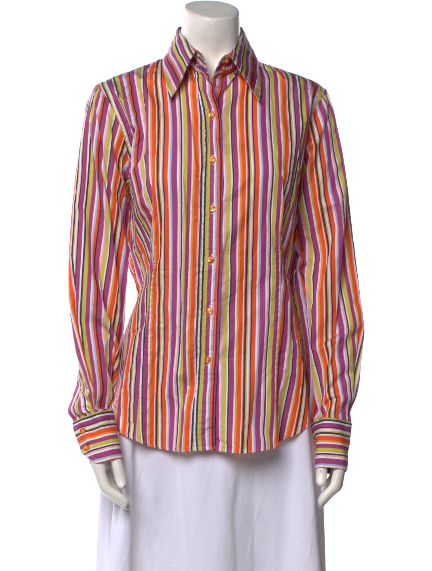 Etro Striped Long Sleeve Button-Up Top