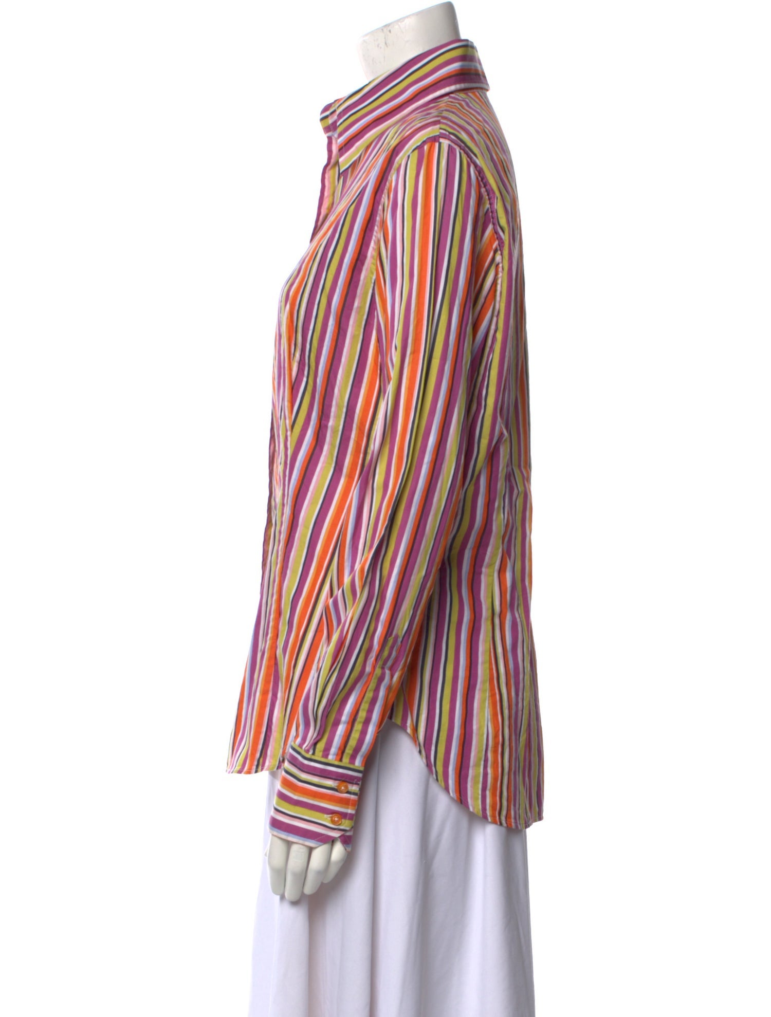 Etro Striped Long Sleeve Button-Up Top