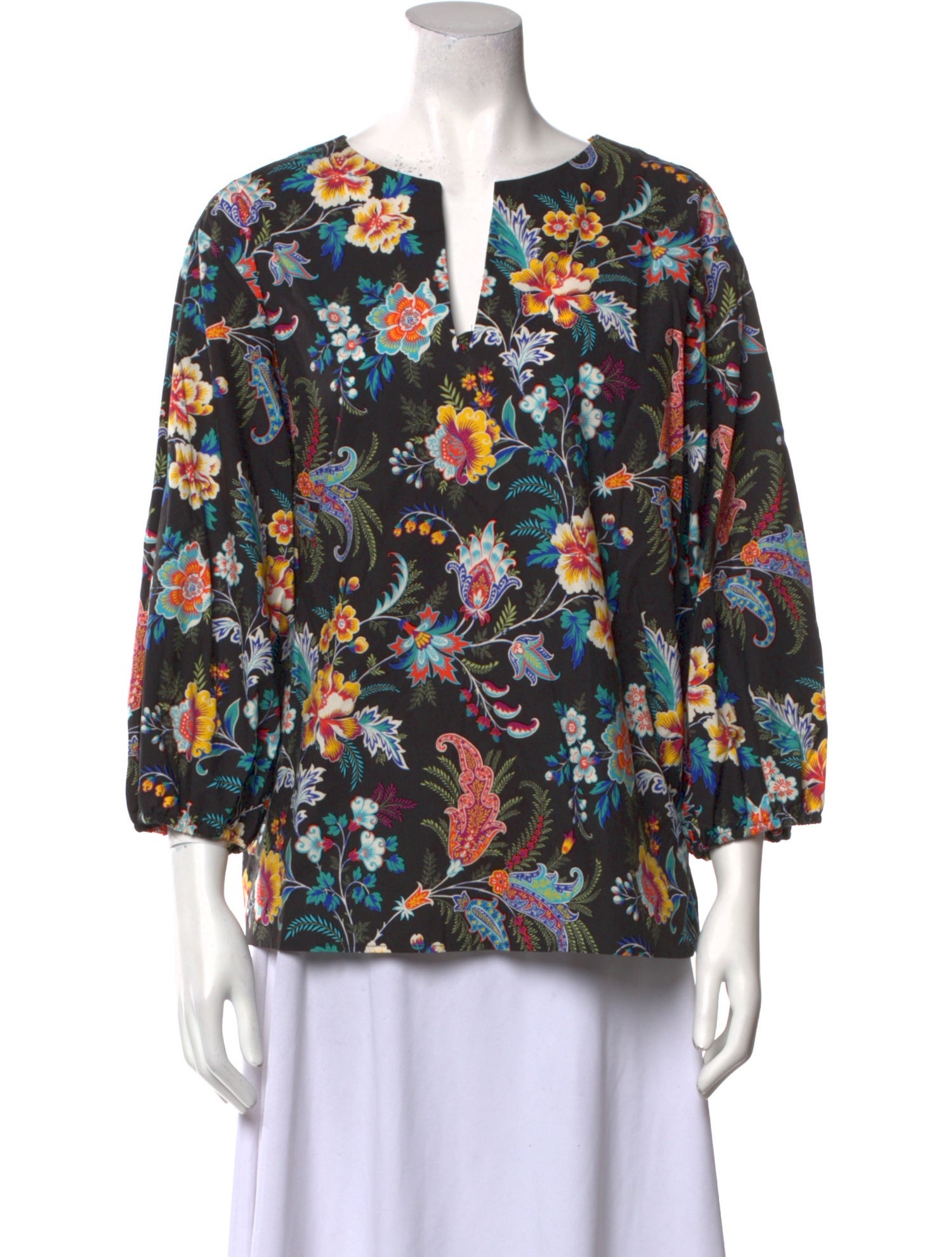 Etro Floral Print V-Neck Blouse w/ Tags