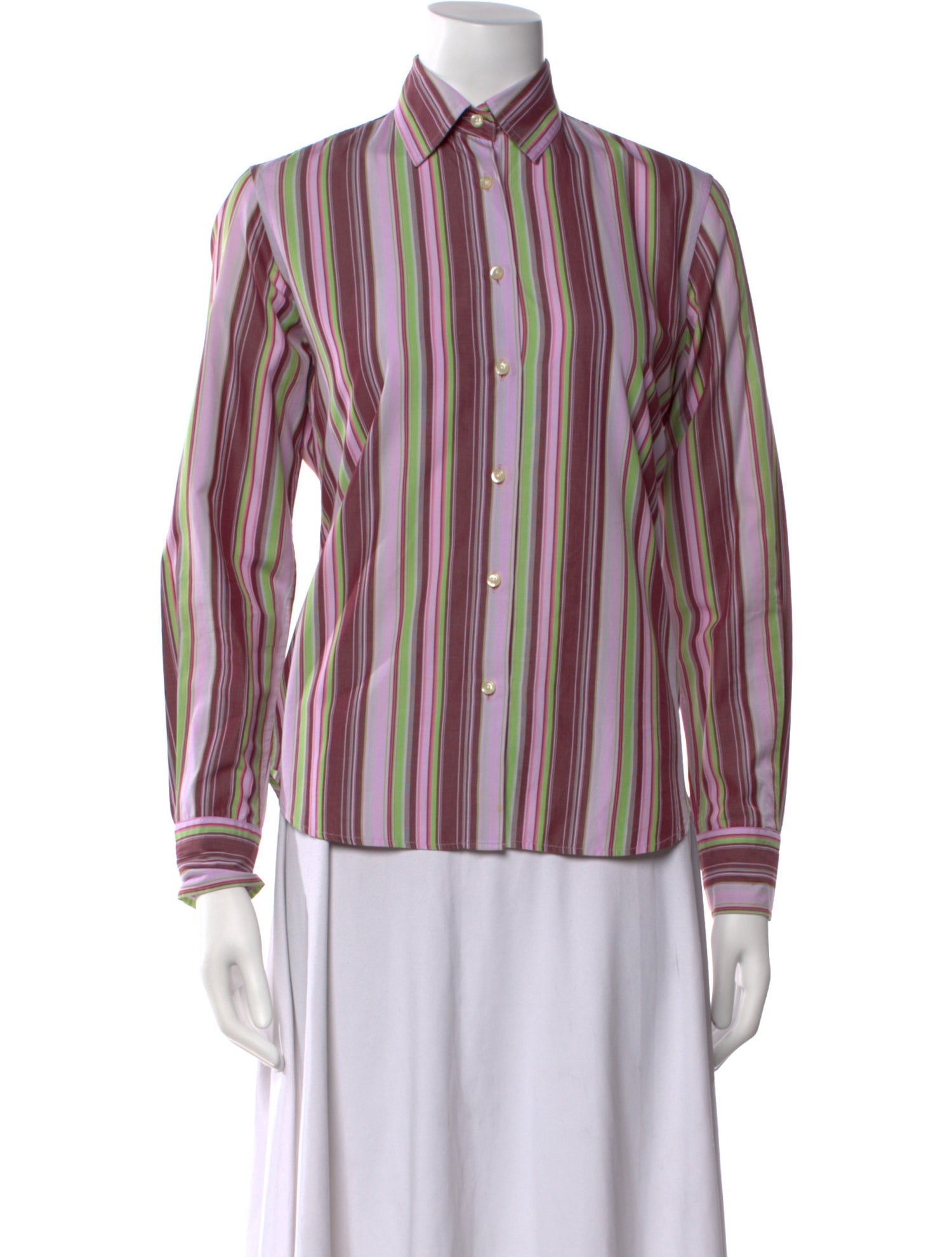 Etro Striped Long Sleeve Button-Up Top