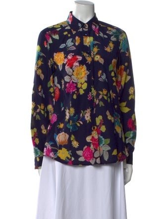 Etro Silk Floral Print Button-Up Top