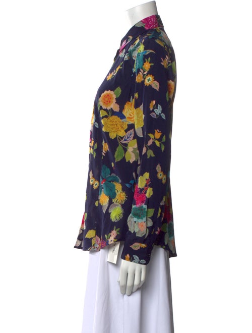 Etro Silk Floral Print Button-Up Top