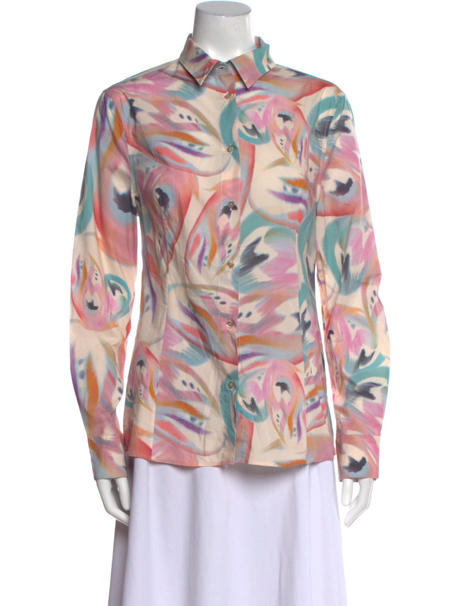 Etro Printed Long Sleeve Button-Up Top