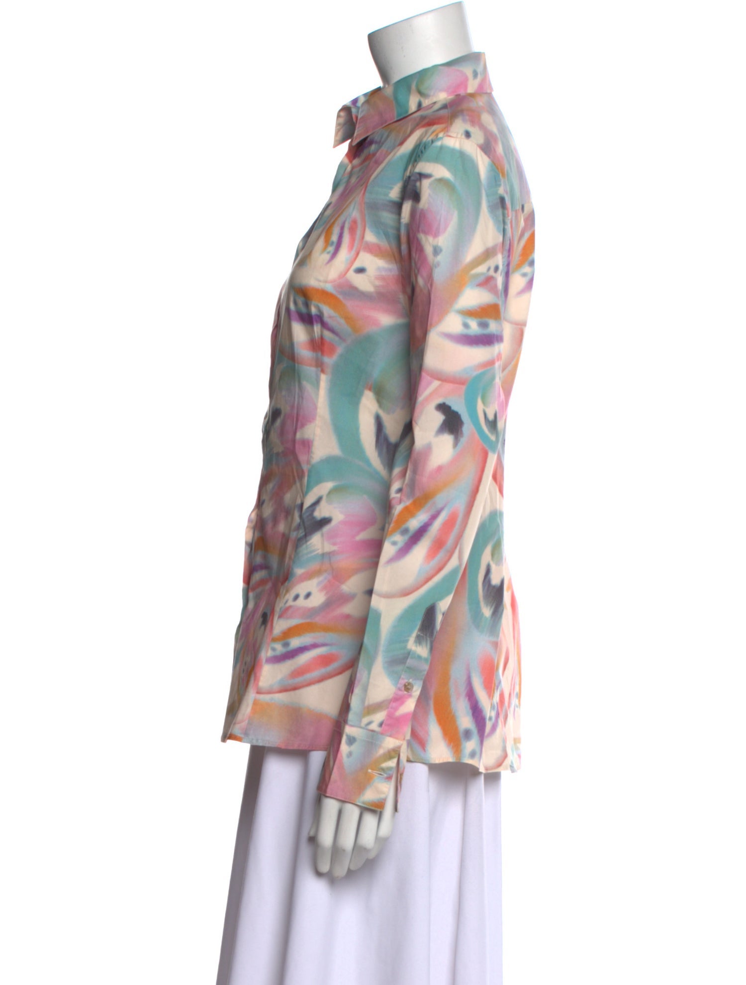 Etro Printed Long Sleeve Button-Up Top