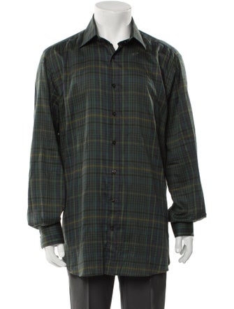 Etro Plaid Print Long Sleeve Dress Shirt