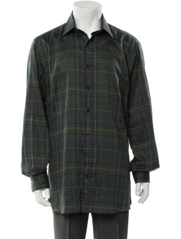 Etro Casual Shirts Plaid Print Long Sleeve Dress Shirt XS