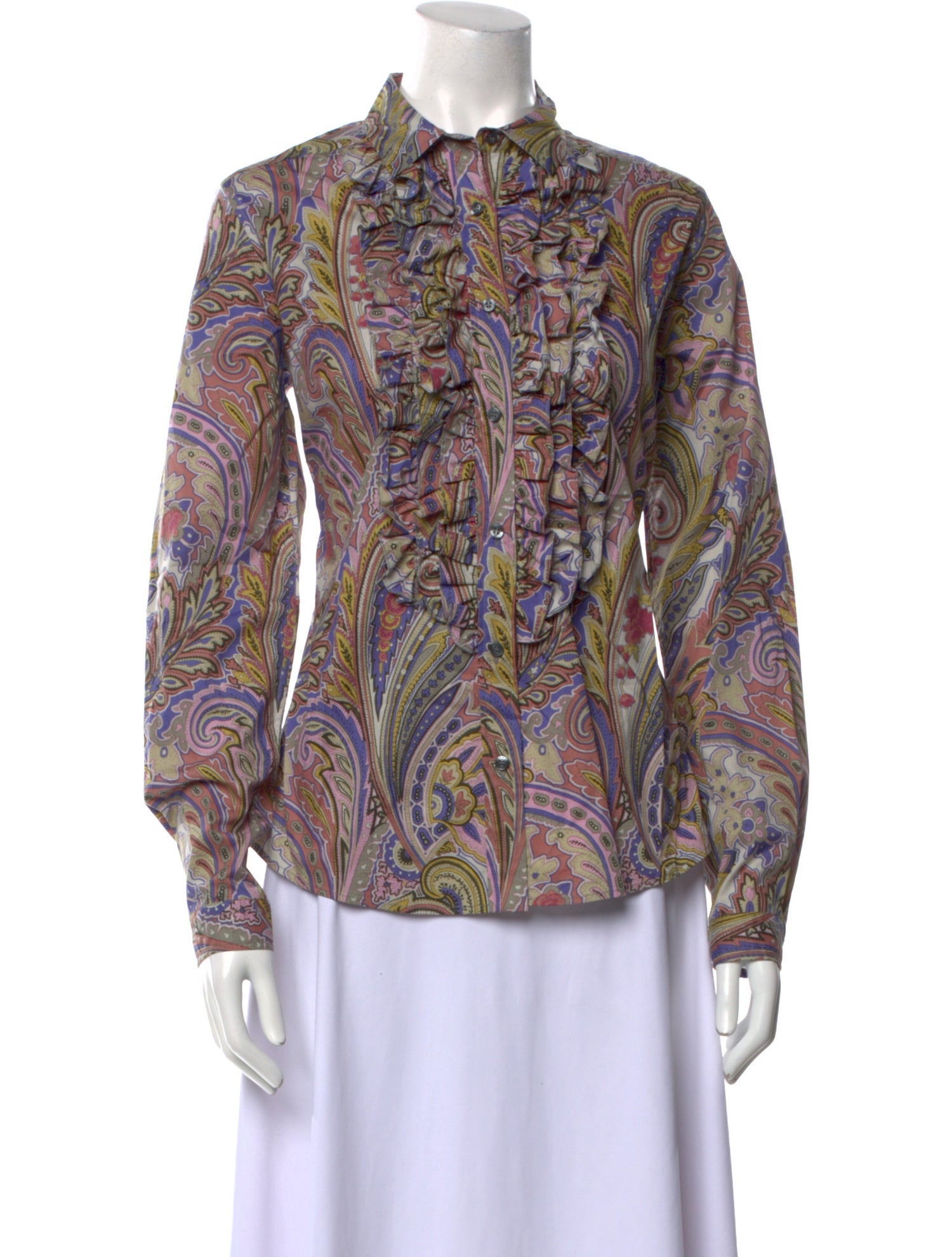 Etro Paisley Print Long Sleeve Button-Up Top