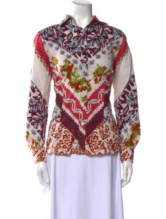 Etro Printed Long Sleeve Button-Up Top