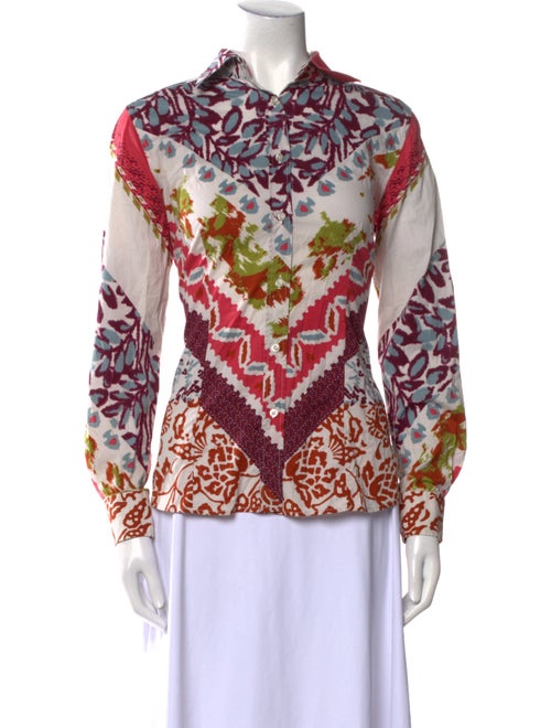 Etro Printed Long Sleeve Button-Up Top