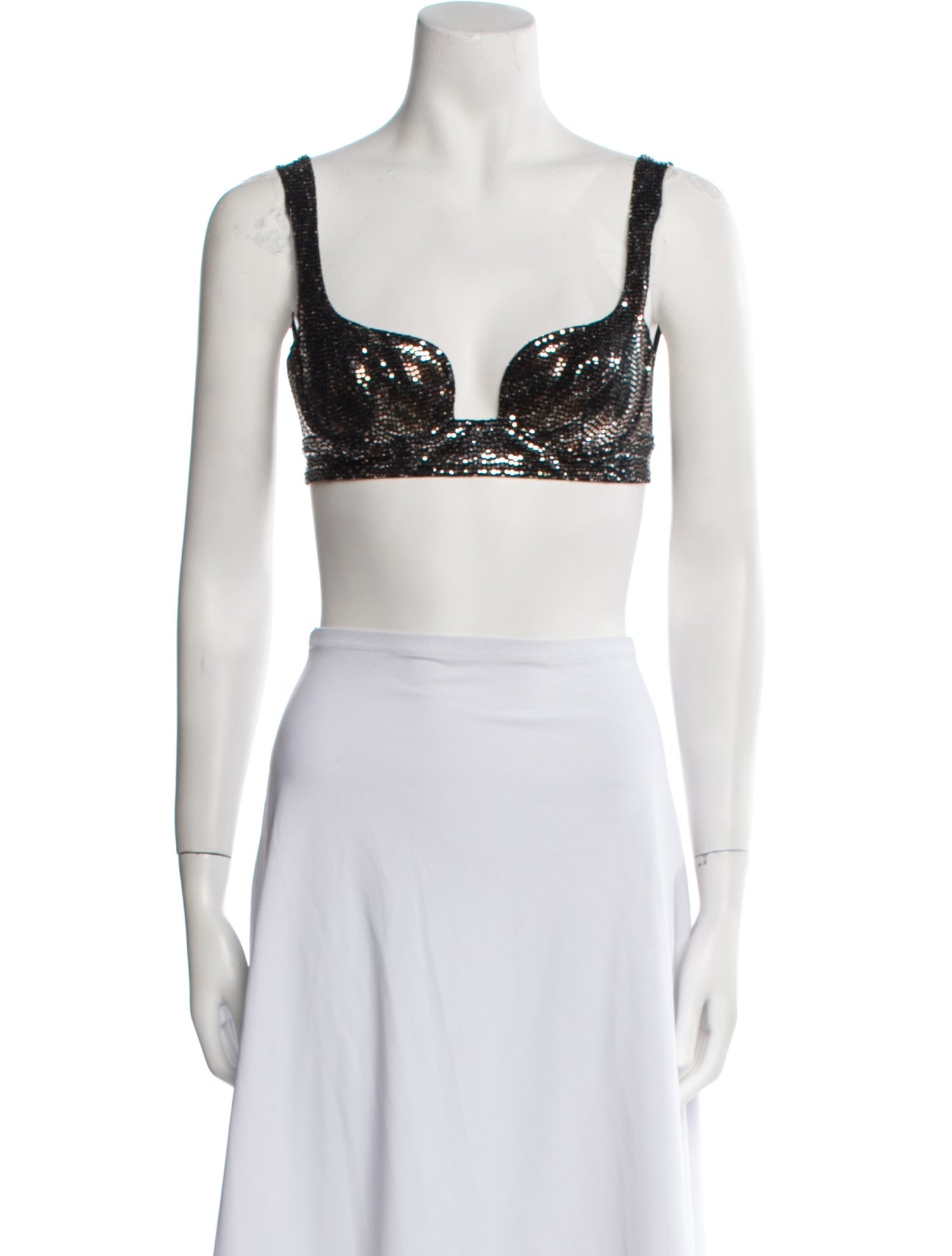 Etro Sequin Square Neckline Crop Top