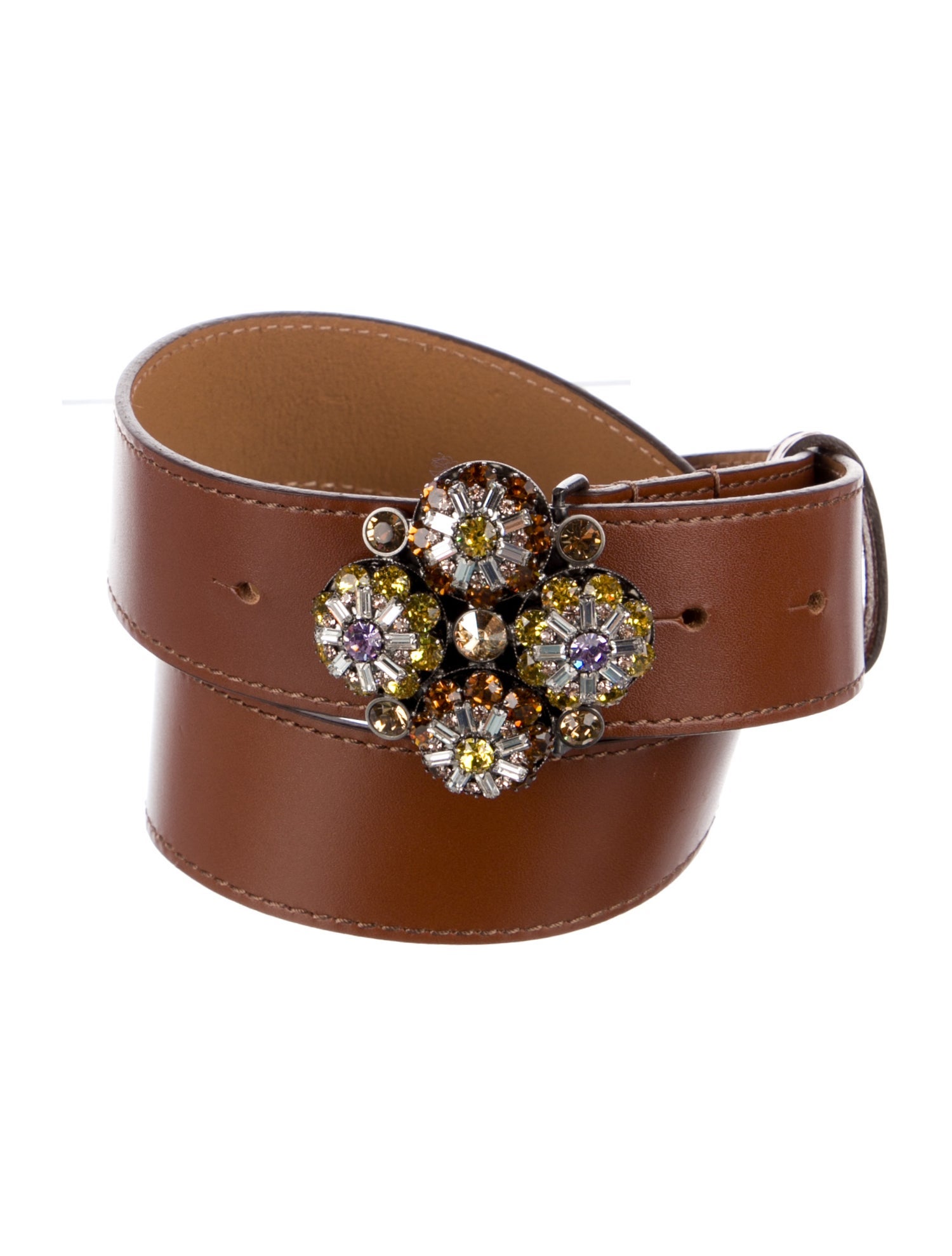 Etro Leather Crystal Embellishments Waist Belt