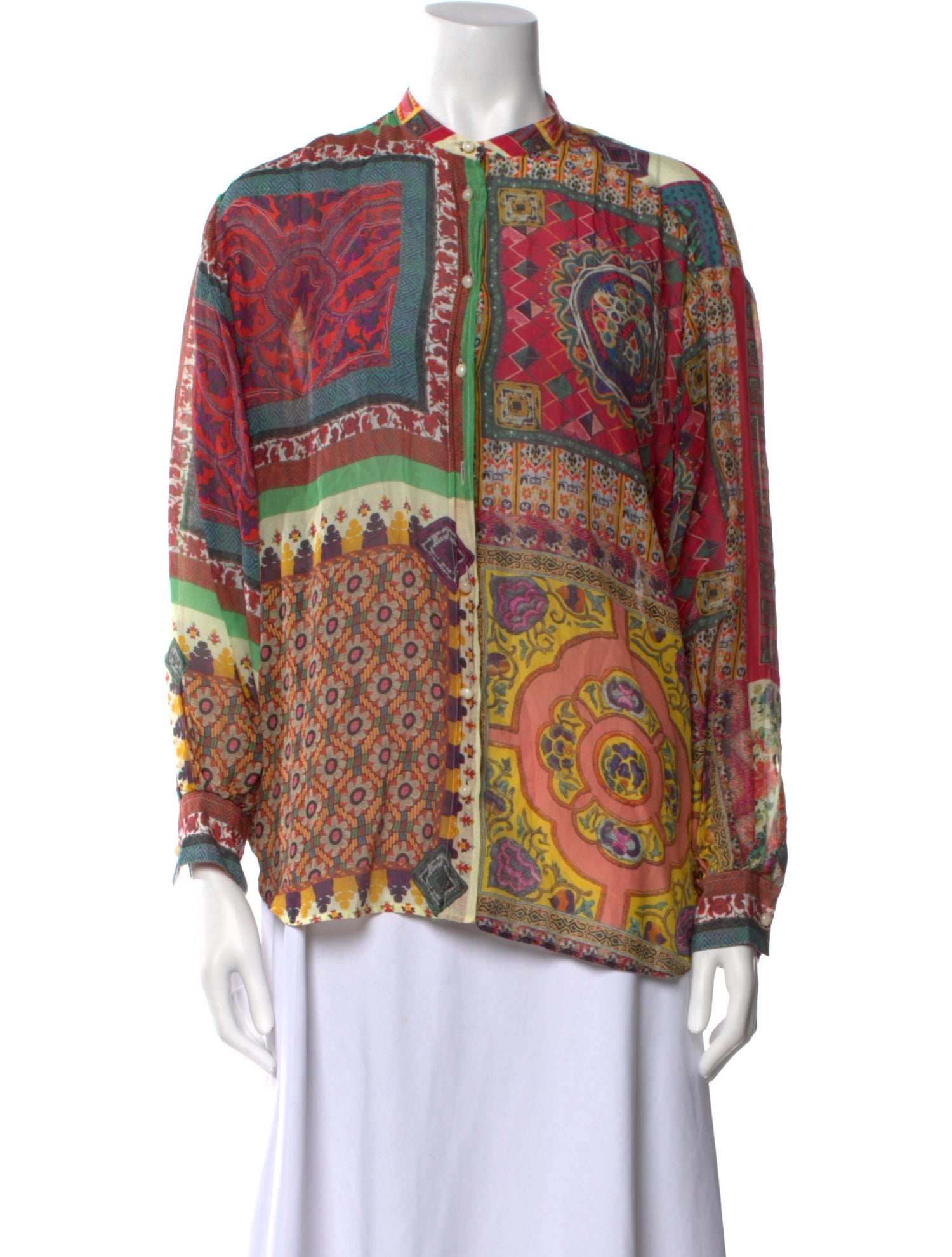 Etro Printed Mock Neck Blouse
