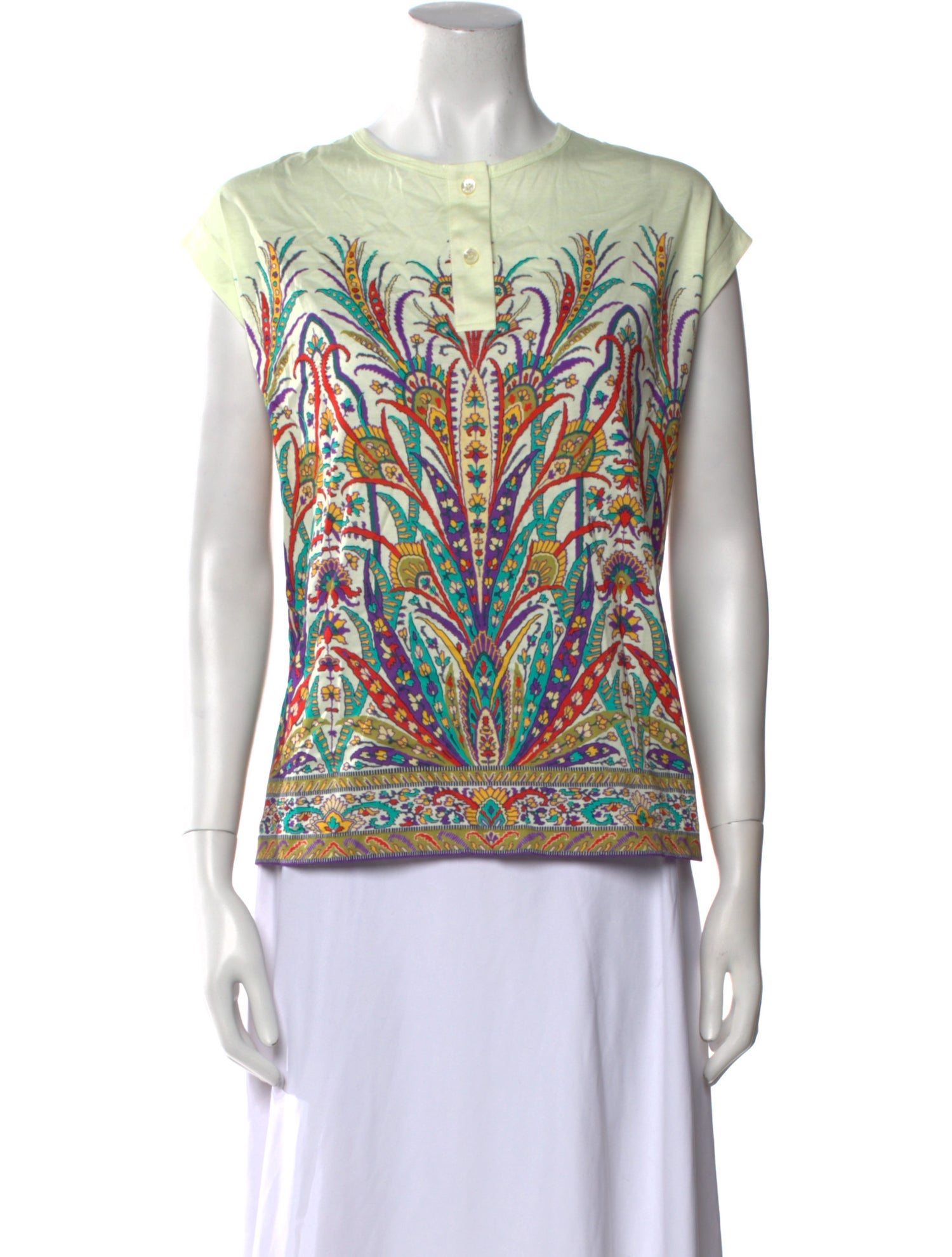 Etro Printed Bateau Neckline Top w/ Tags